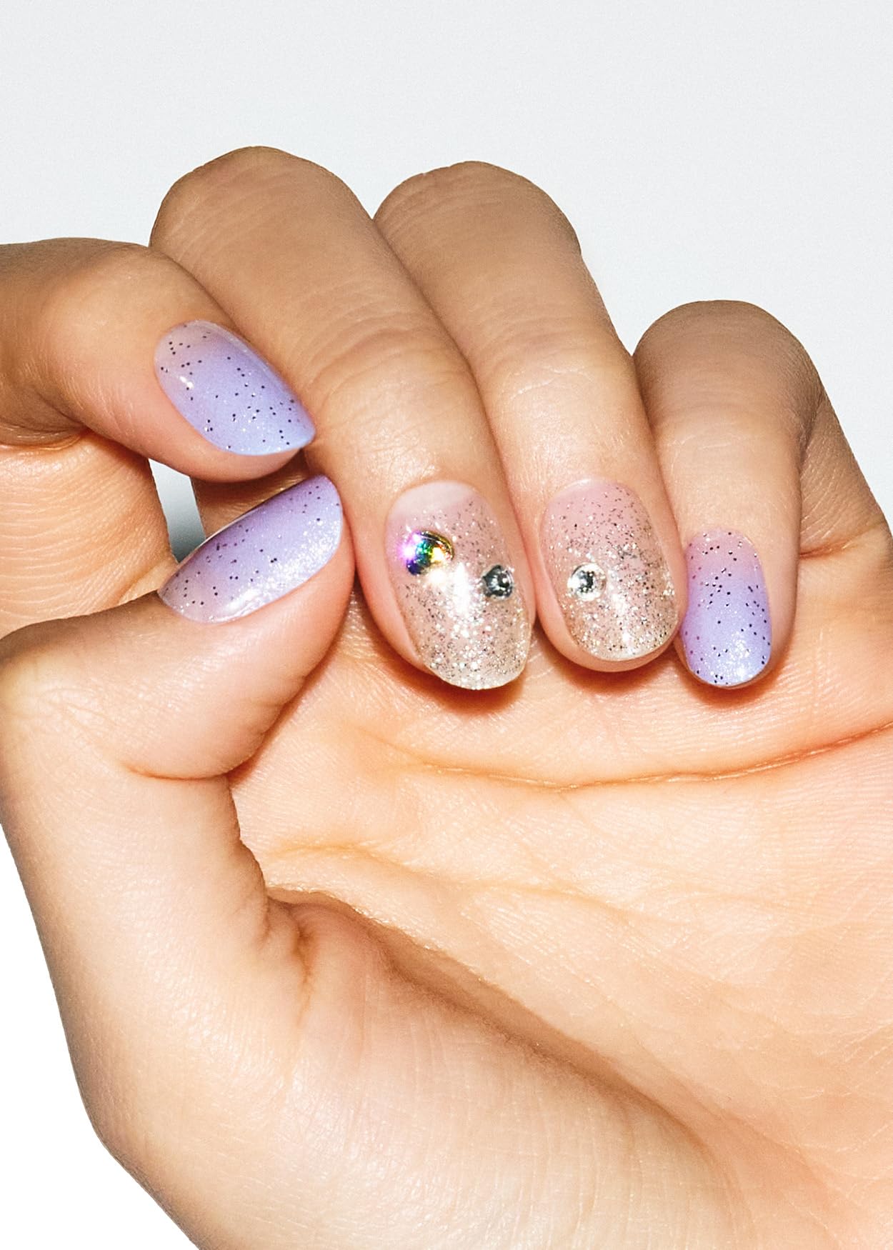 ohora Semi Cured Gel Nail Strips (N Ice Queen) - Works with Any Nail Lamps, Salon-Quality, Long Lasting, Easy to Apply & Remove - Includes 2 Prep Pads, Nail File & Wooden Stick