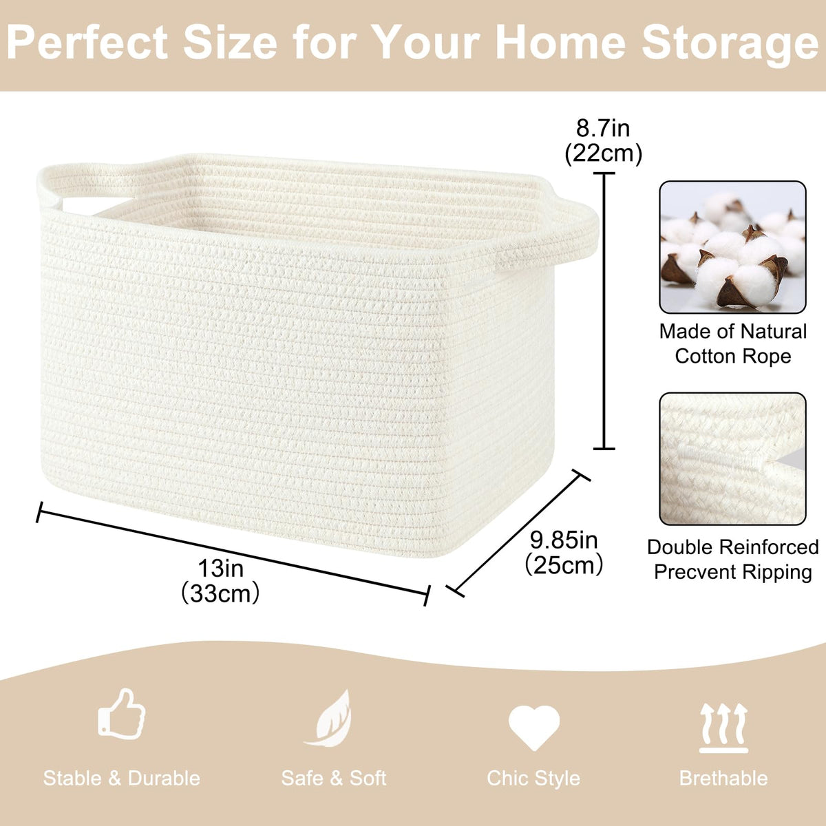 Storage Baskets for Organizing (3 Count)