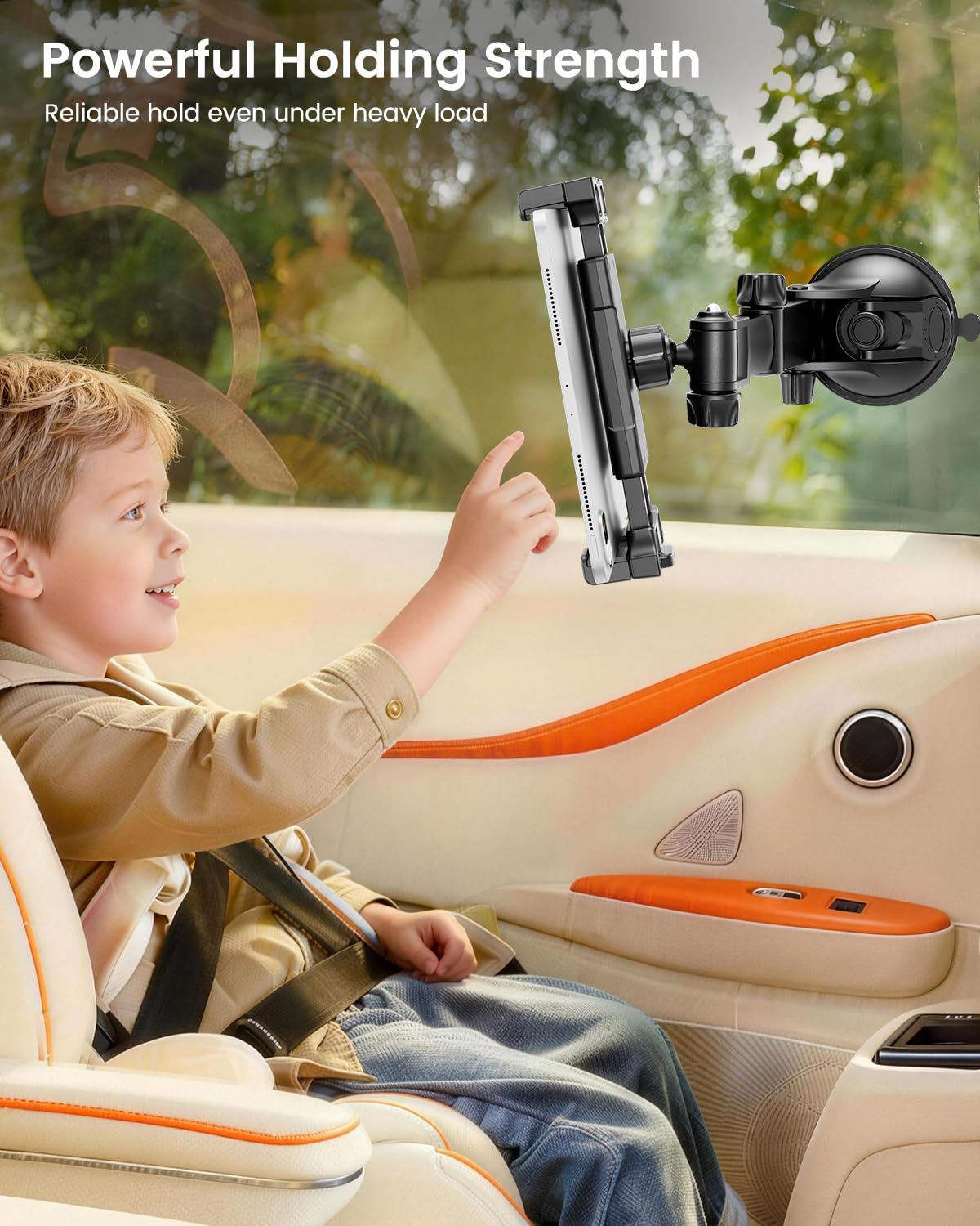 OHLPRO Tablet Holder for Car Dashboard & Windshield, Long Arm Suction Cup Tablet Mount Fits 5-17" iPad Pro/Air/Mini, Stable iPad Car Mount for Truck/SUV/Semi, Ideal Tech Gift for Drivers & Traveler