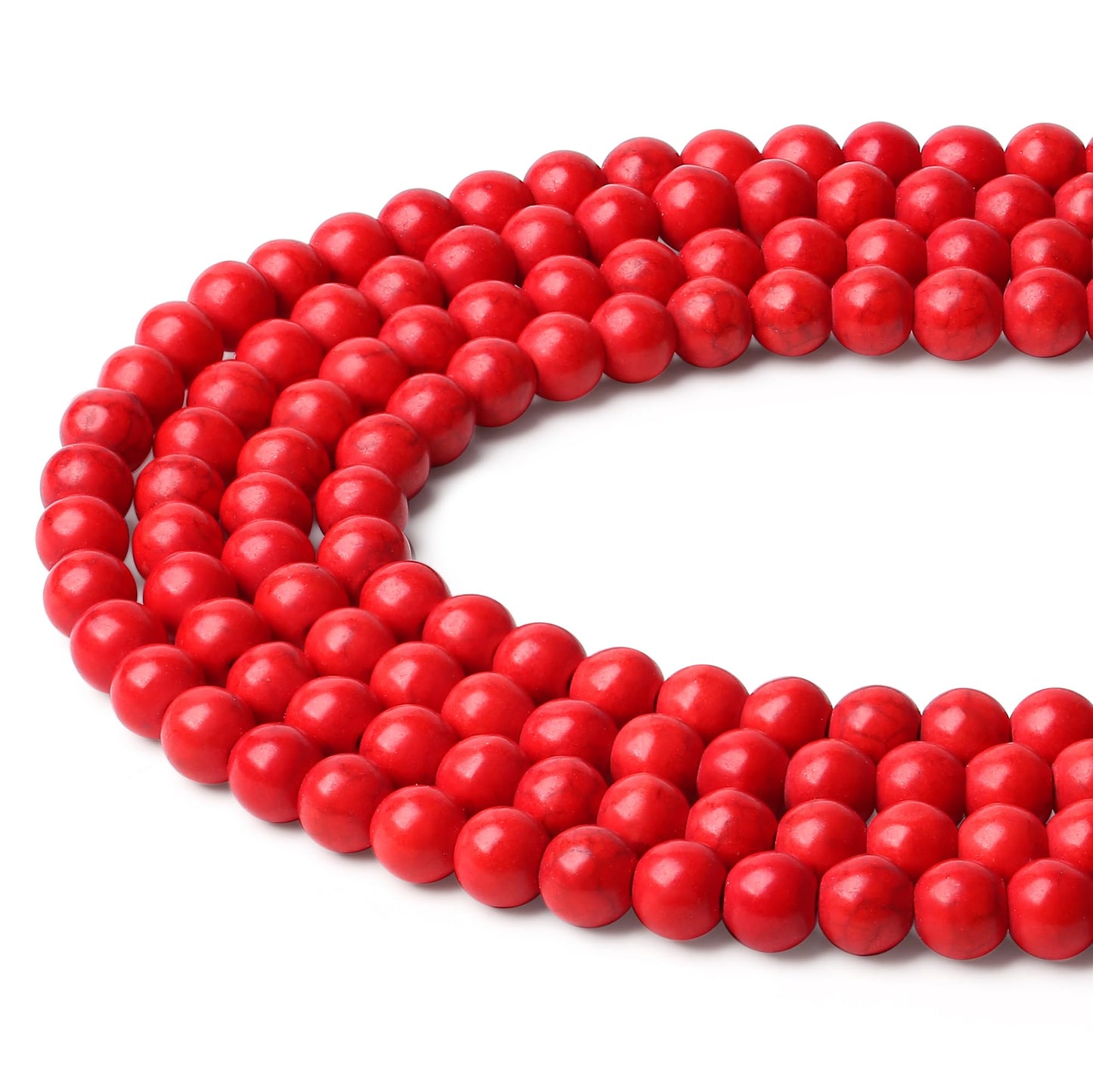 NUKAYAI Natural Red Turquoise Stone Beads 100Pcs 8mm Crystal Beads Loose DIY Round Stone Bead for Bracelet Necklace Earrings Making