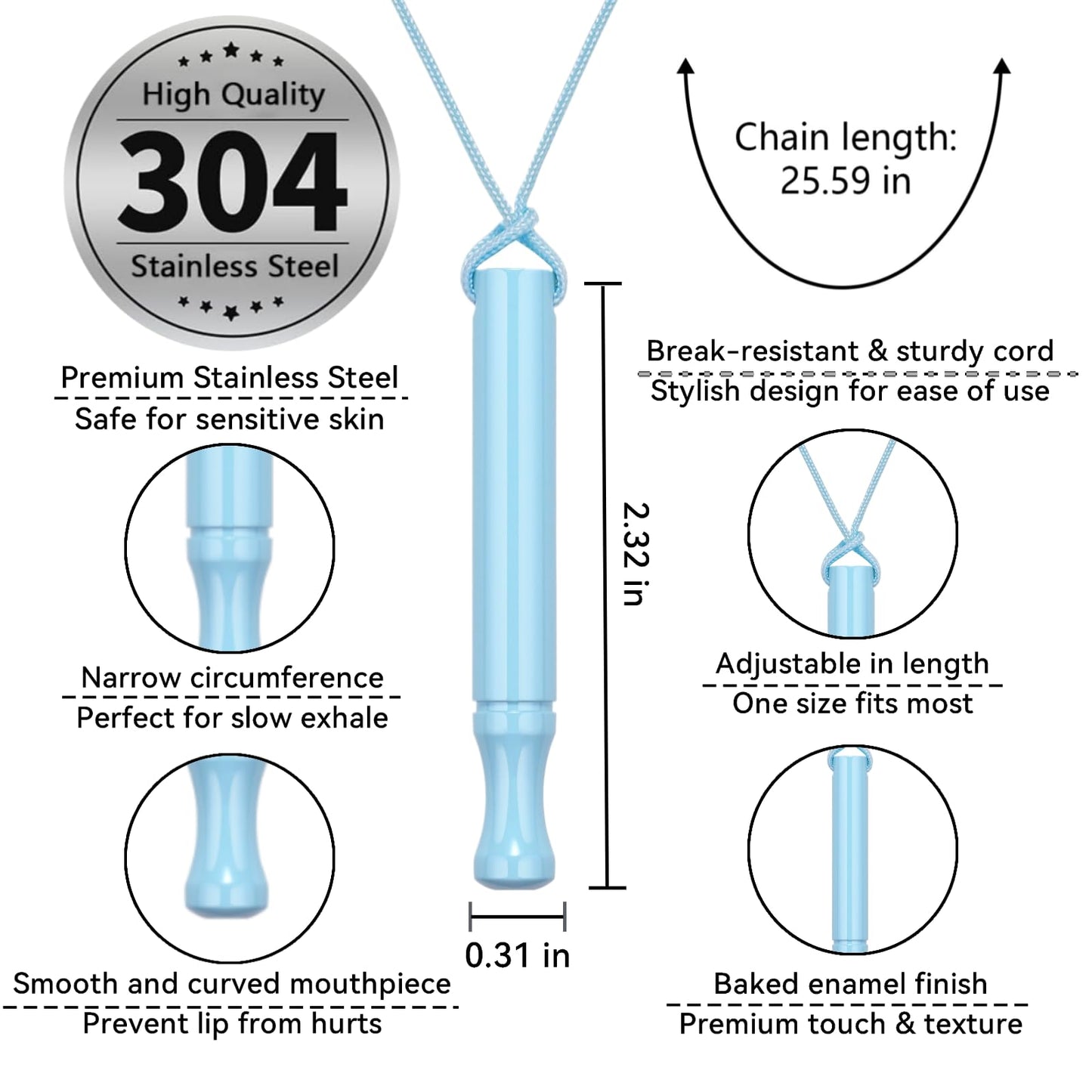 LAMKHOO Breathing Necklace to Quit Smoking and Vaping with Refillable Mint Pods, Stop Smoking Aids Fidget Necklace, Smokeless Inhaler for Adults with Enameled Surface, Includes 3 Mint Cotton Cores