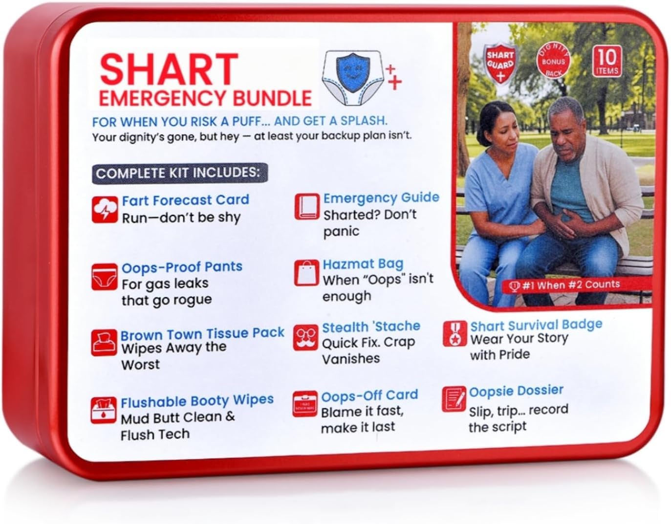 VANCON Funny Gag Gift Emergency Kit – Hilarious Practical Joke Survival Kit, Novelty White Elephant Gift for Adults