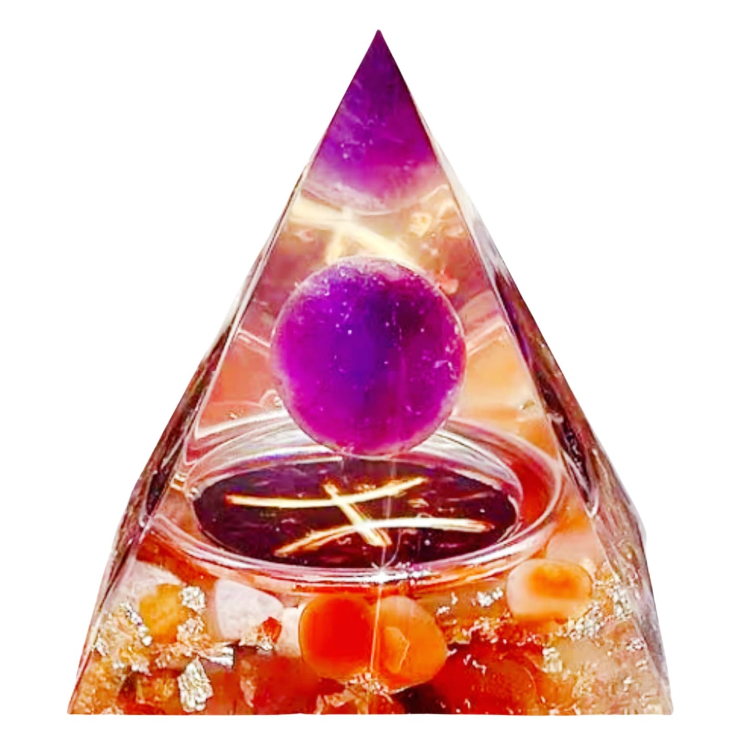 Saefheled Twelve Constellations Pisces Orgone Pyramid,Natural Amethyst&Red Agate Orgonite Crystal Healing Pyramid for Protection Chakra,Unique Constellation Pyramid for Positive Energy.Money Health
