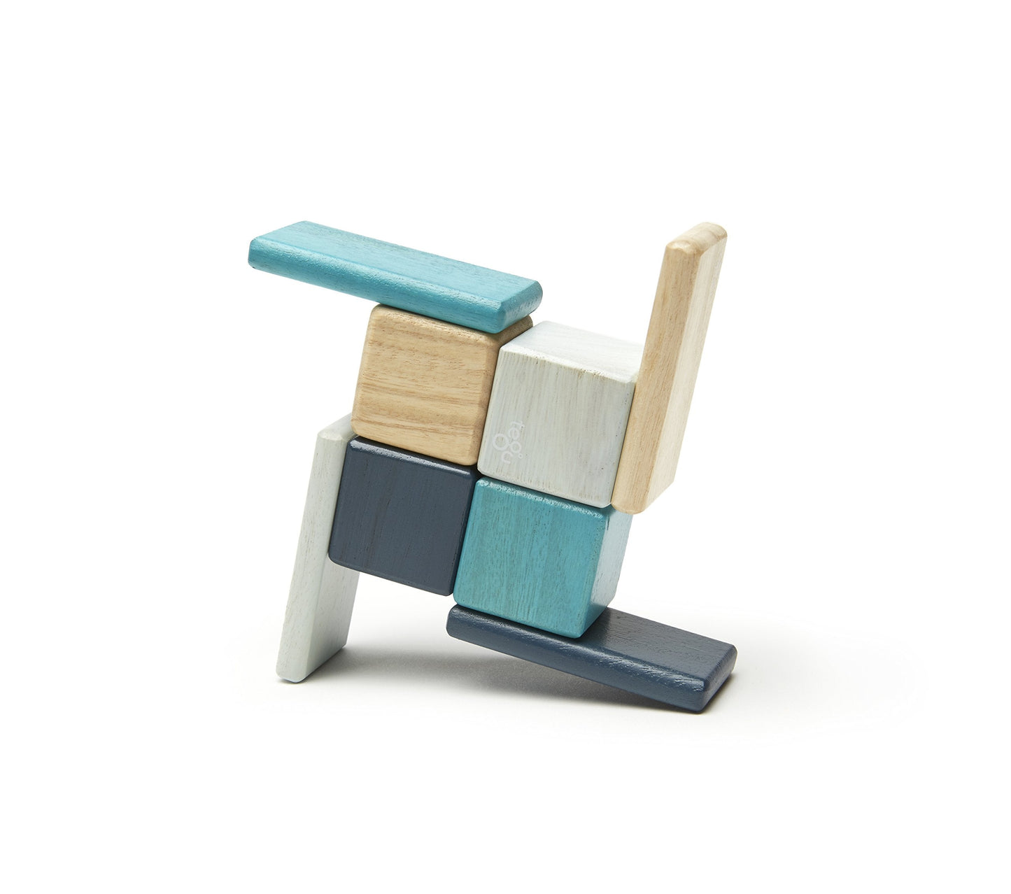 8 Piece Tegu Pocket Pouch Magnetic Wooden Block Set, Blue
