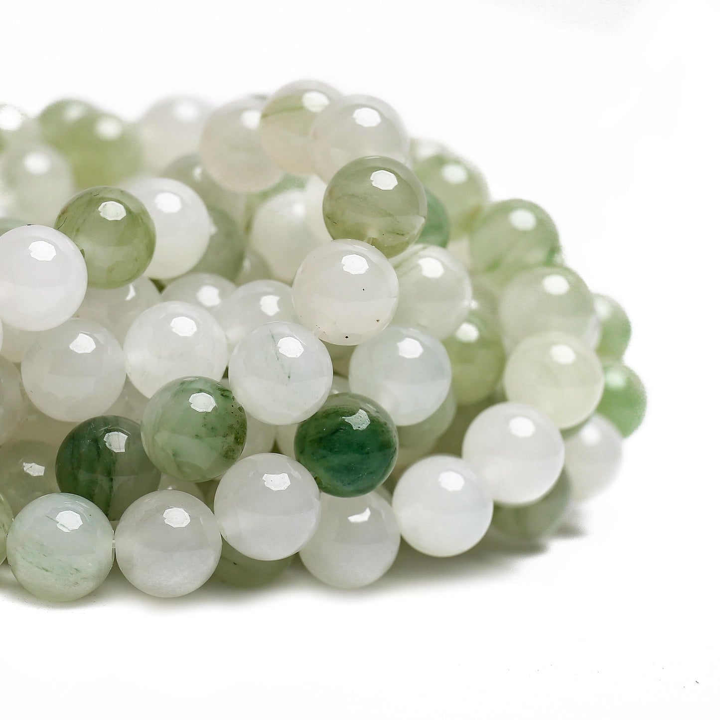 70PCS Natural 8MM Healing Gemstone, Iceberg Jade Energy Stone Round Loose Beads, Semi-Precious Crystal Beads with Free Elastic String for Jewelry Making DIY