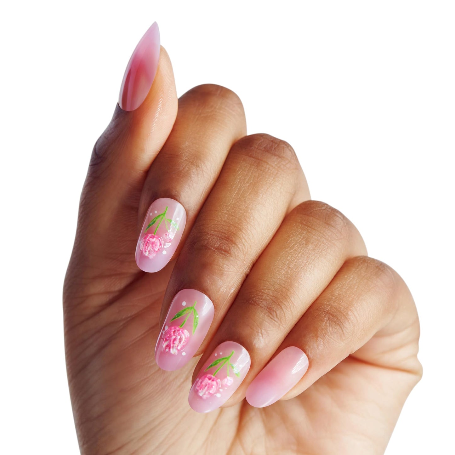 WICKED X KISS Press On Nails, ‘Bloom in Land’, Pink, Medium Oval, Waterproof, Chip Proof, Smudge Proof, 28 Fake Nails, Pink Gel Nail Glue (2g), Mini Nail File, & Manicure Stick