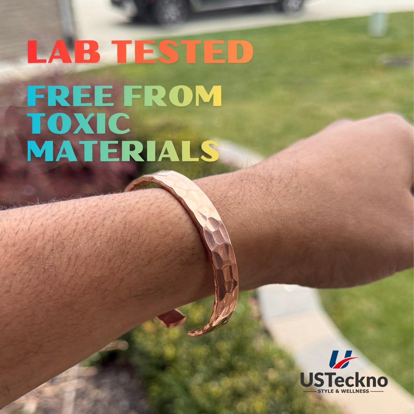 USTeckno Hand Forged 100% Pure Copper Bracelet. Made with Premium Solid High Gauge Copper and Health benefits. Enhance your well-being in style