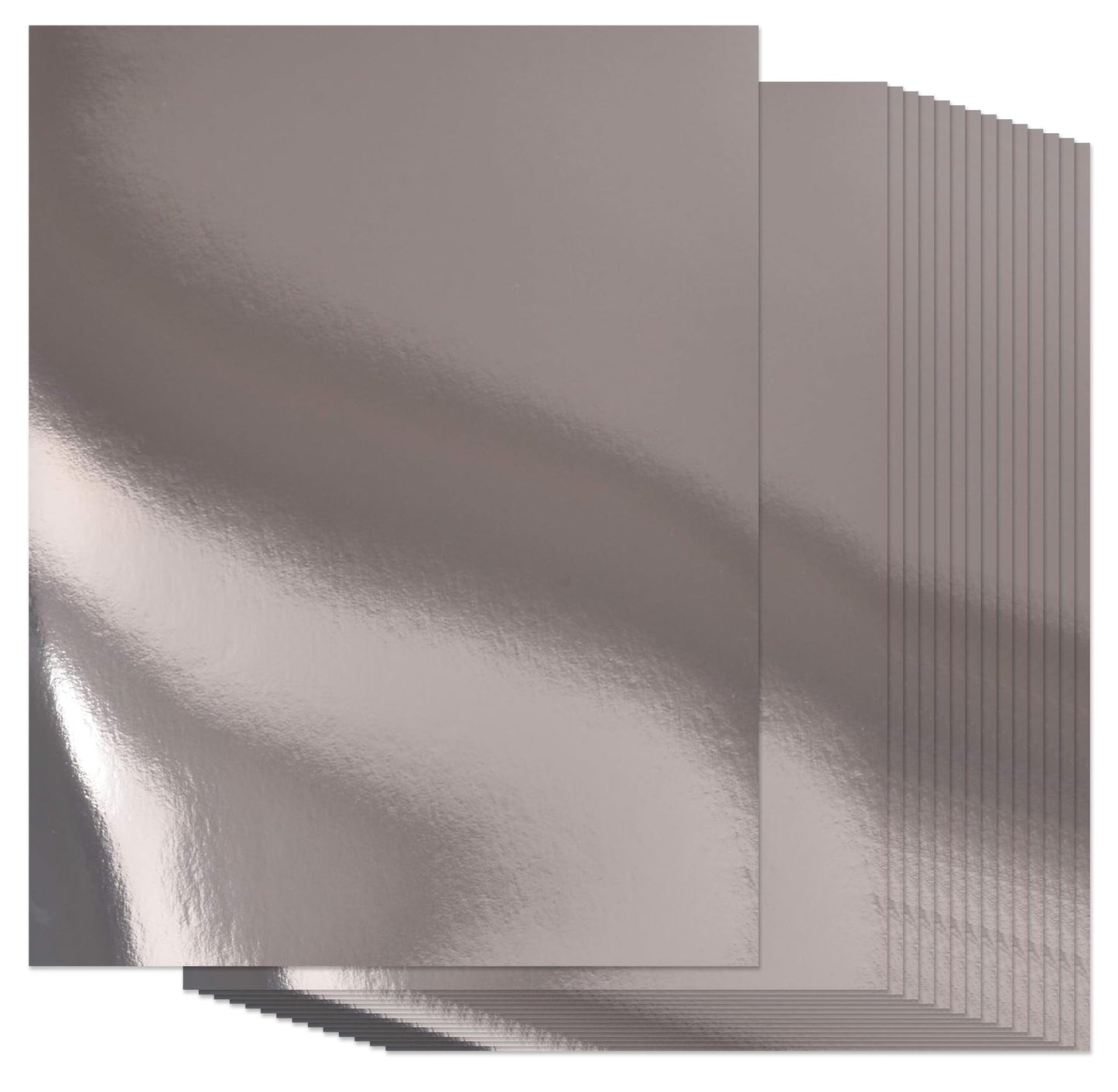 Gift Boutique 60 Pcs Metallic Silver Cardstock Paper, Foil Board Sheets, Mirror Finish Surface for Crafting Invitations & Decor, 8.5" x 11", 250gsm