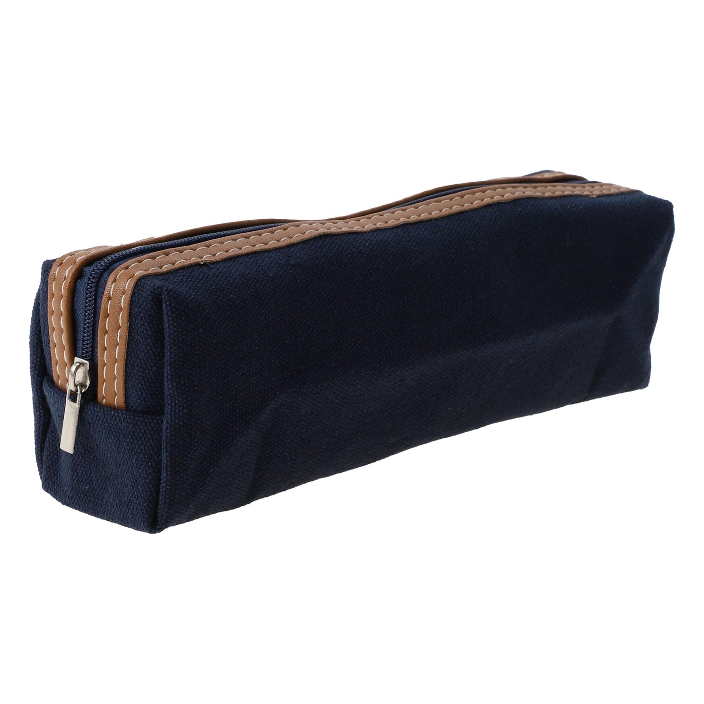 ChronaDayli Canvas Pencil Case, Compact Pen Pouch, Aesthetic pencil organizer, Cute Study Supplies for Teens Adults, Unisex Office Pencil Bag for Men Women, Office Accessories Blue