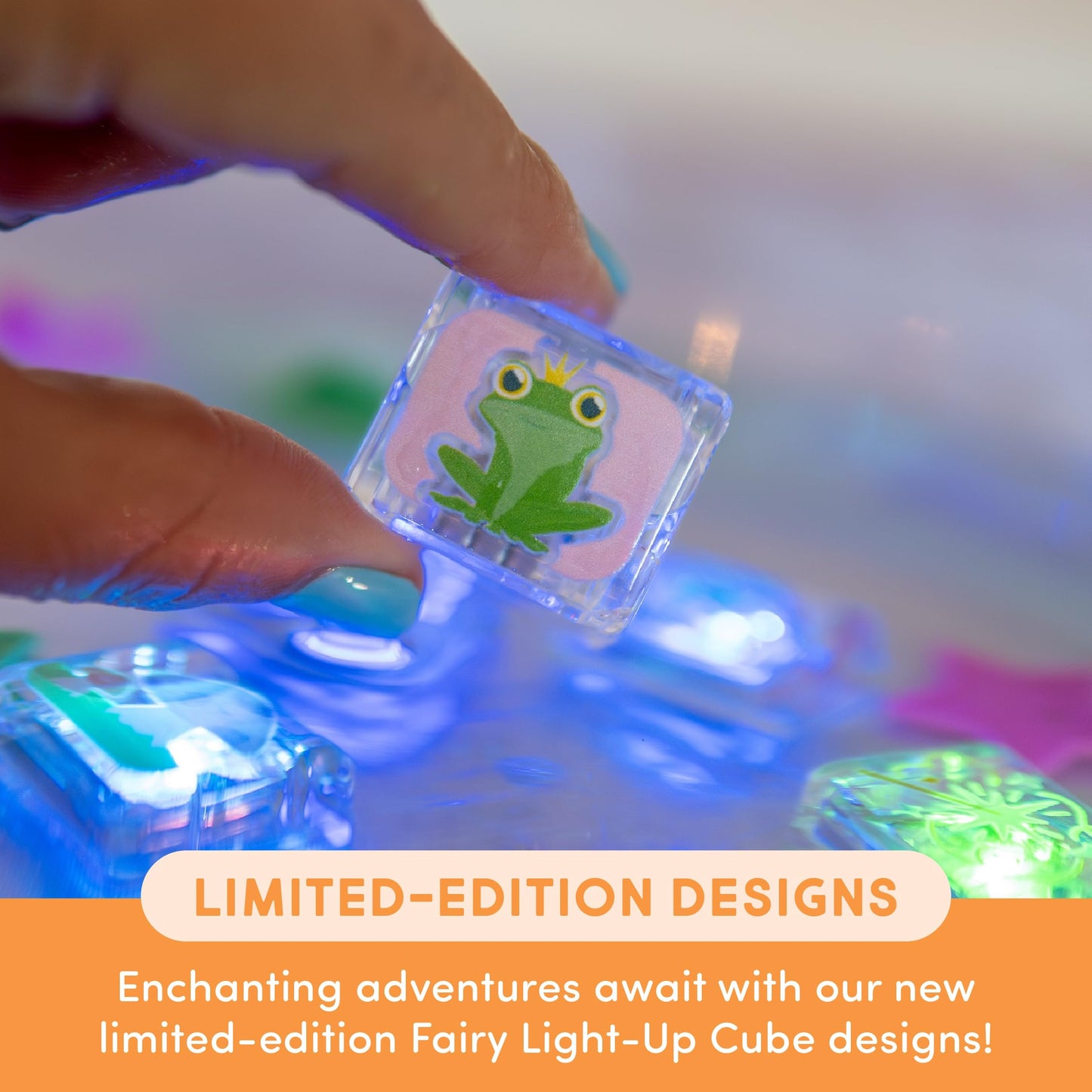 Glo Pals Water-Activated Light-Up Cubes for Bathtime and Sensory Play - Includes 6 Reusable Light-Up - Sensory Toys and Glowing Bath Cubes for Kids and Toddlers - Fairy