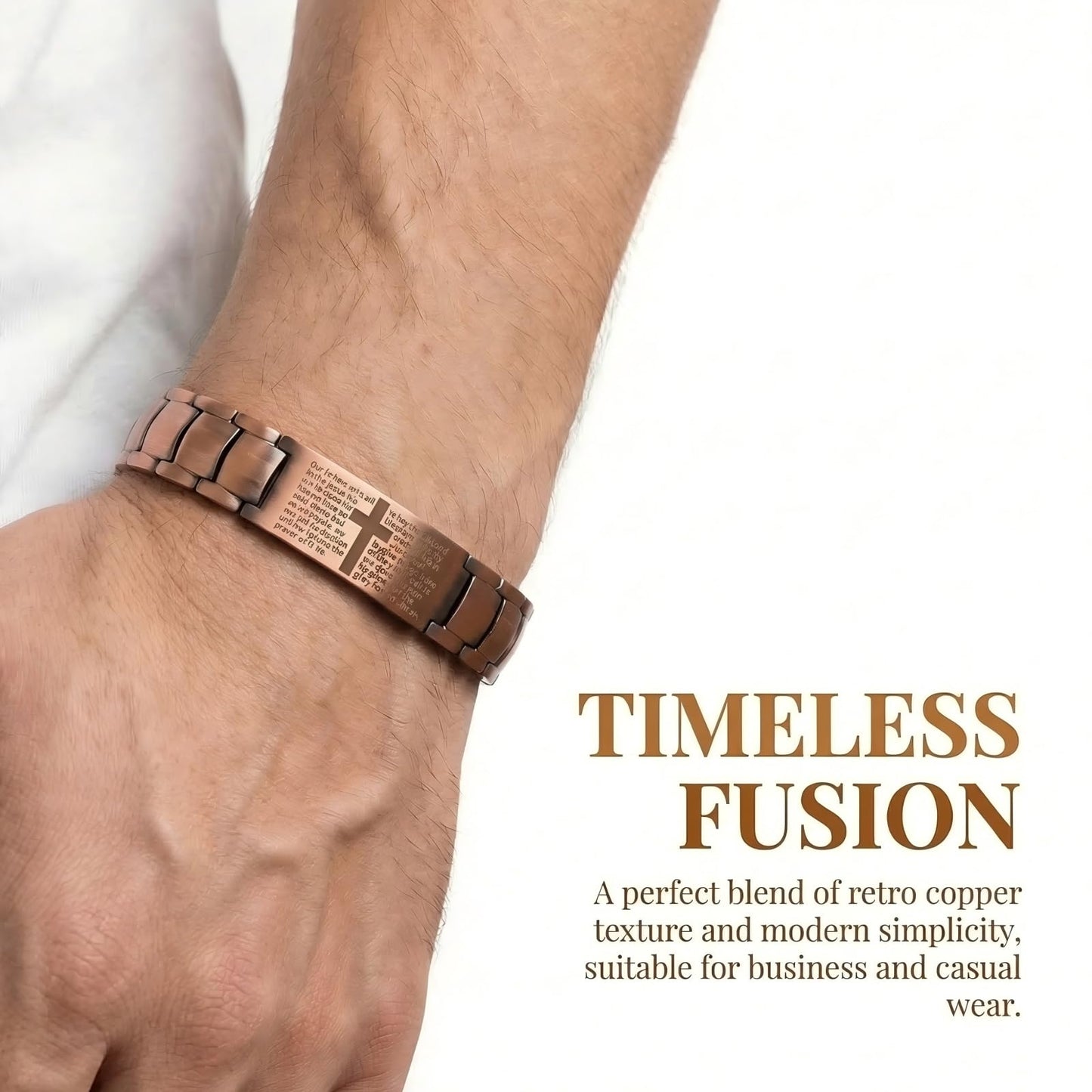 Picalela Magnetic Copper Bracelet for Men & Women, 99% Pure Solid Copper with Magnets, Adjustable Clasp, Retro Cross Design, Perfect for Stylish Matching (COPPER)