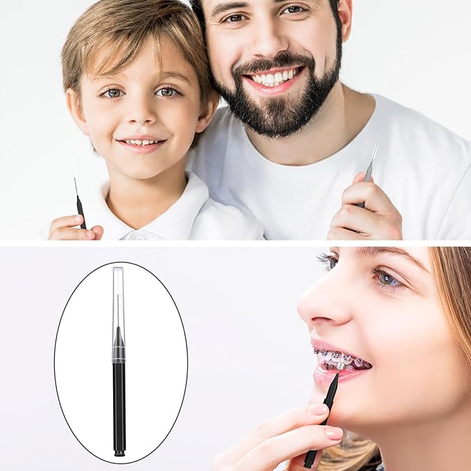 Patelai 100 Pieces Braces Brush for Cleaner Interdental Brush Toothpick Dental Tooth Flossing Head Oral Dental Hygiene Flosser Toothpick Cleaners Tooth Cleaning Tool (Black, White, Gray)