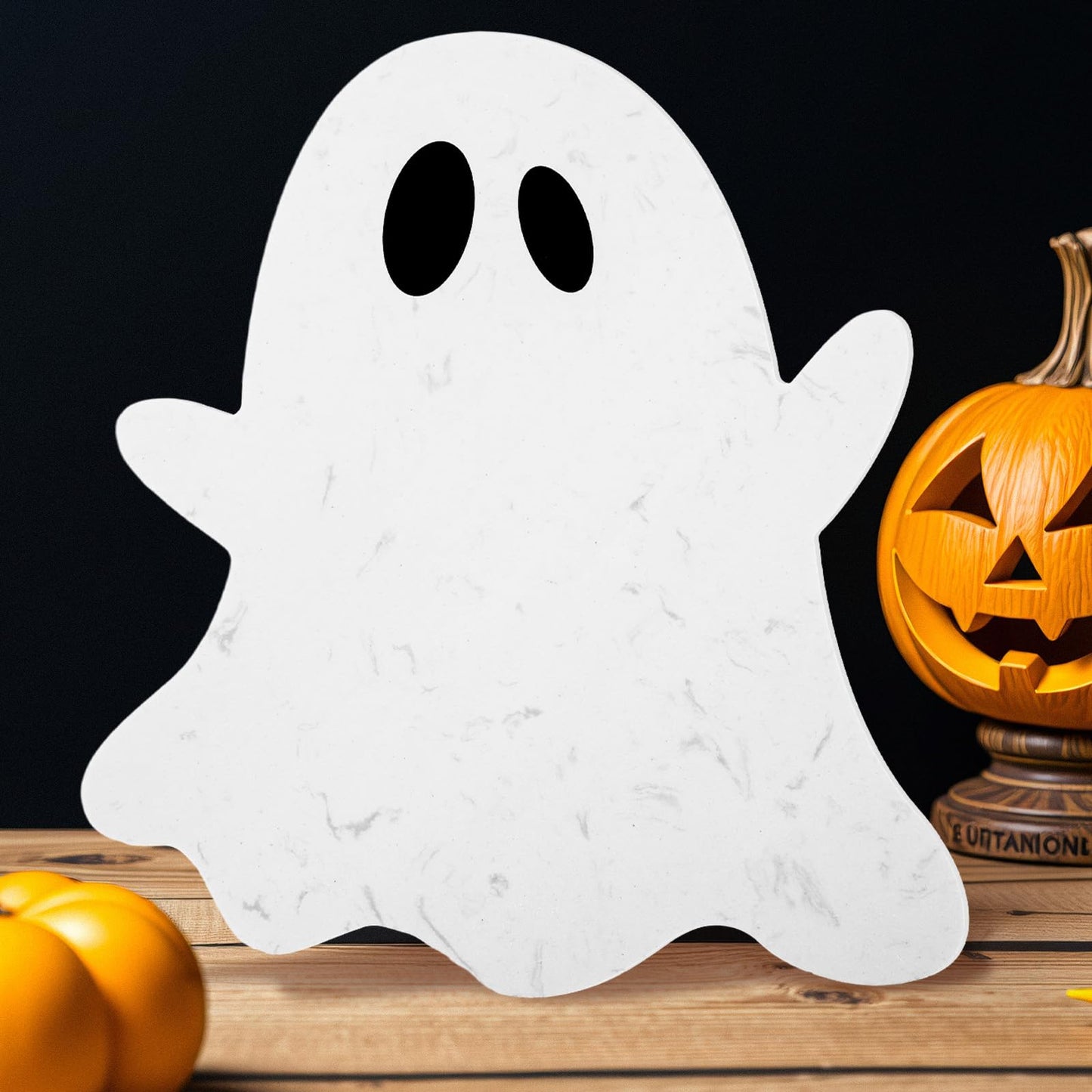 Whaline Halloween Ghost Marble Cheese Board White Ghost Cutting Tray Marble Charcuterie Serving Board for Home Kitchen Party Favors Supplies