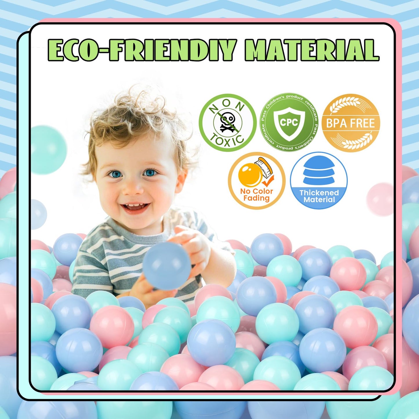 TRENDBOX 100 pcs Macaron Ball Pit Balls Plastic Balls for Ball Pit Pool Playpen Babies Kids Children Birthday Parties (100 pcs)