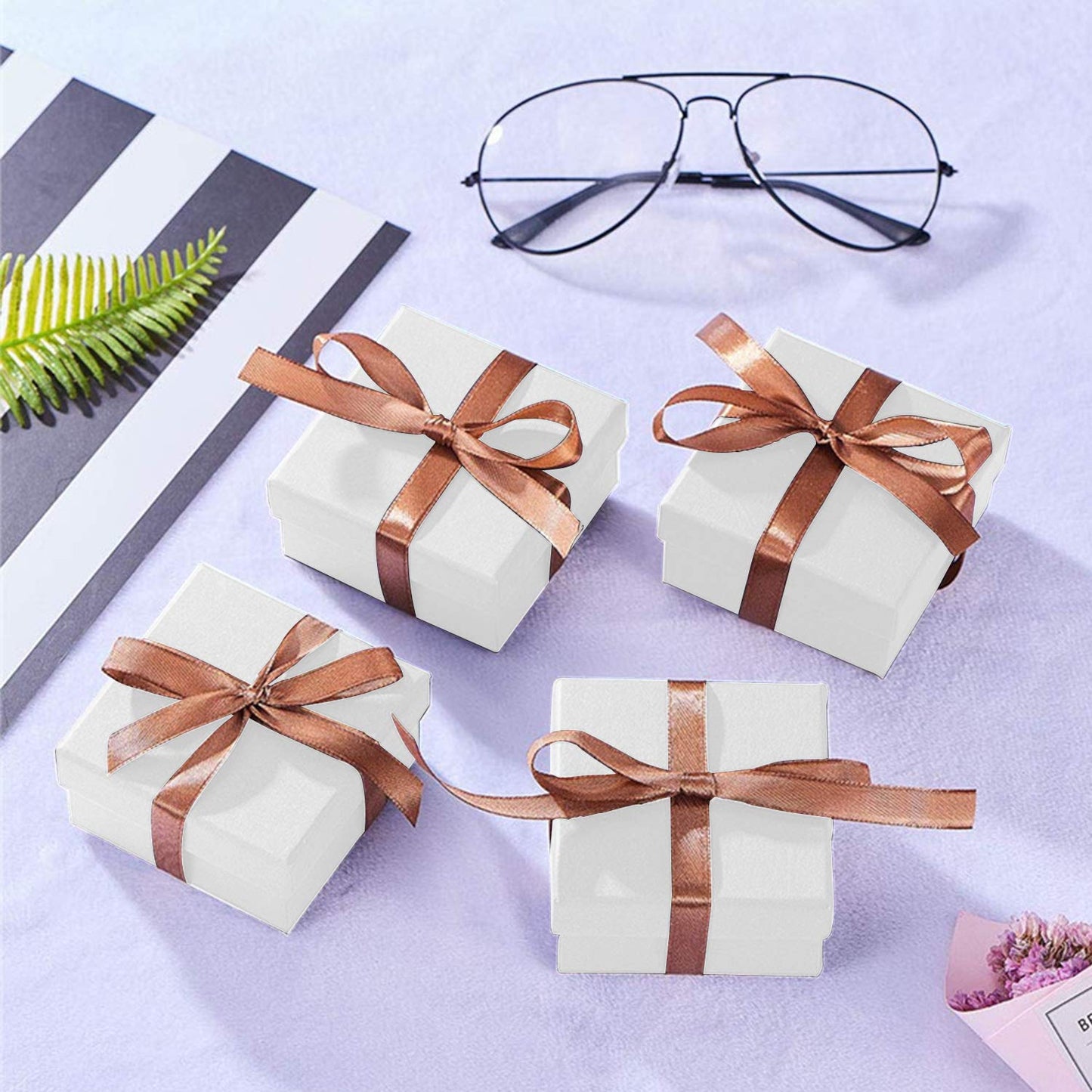 Coobbar Necklace Earring Ring Box Gift Box,12 Pieces Square Cardboard Jewelry Gift Boxes,Cotton Filled Cardboard Paper Jewelry Box Gift Case (2.75x2.75x1 Inches) (White)