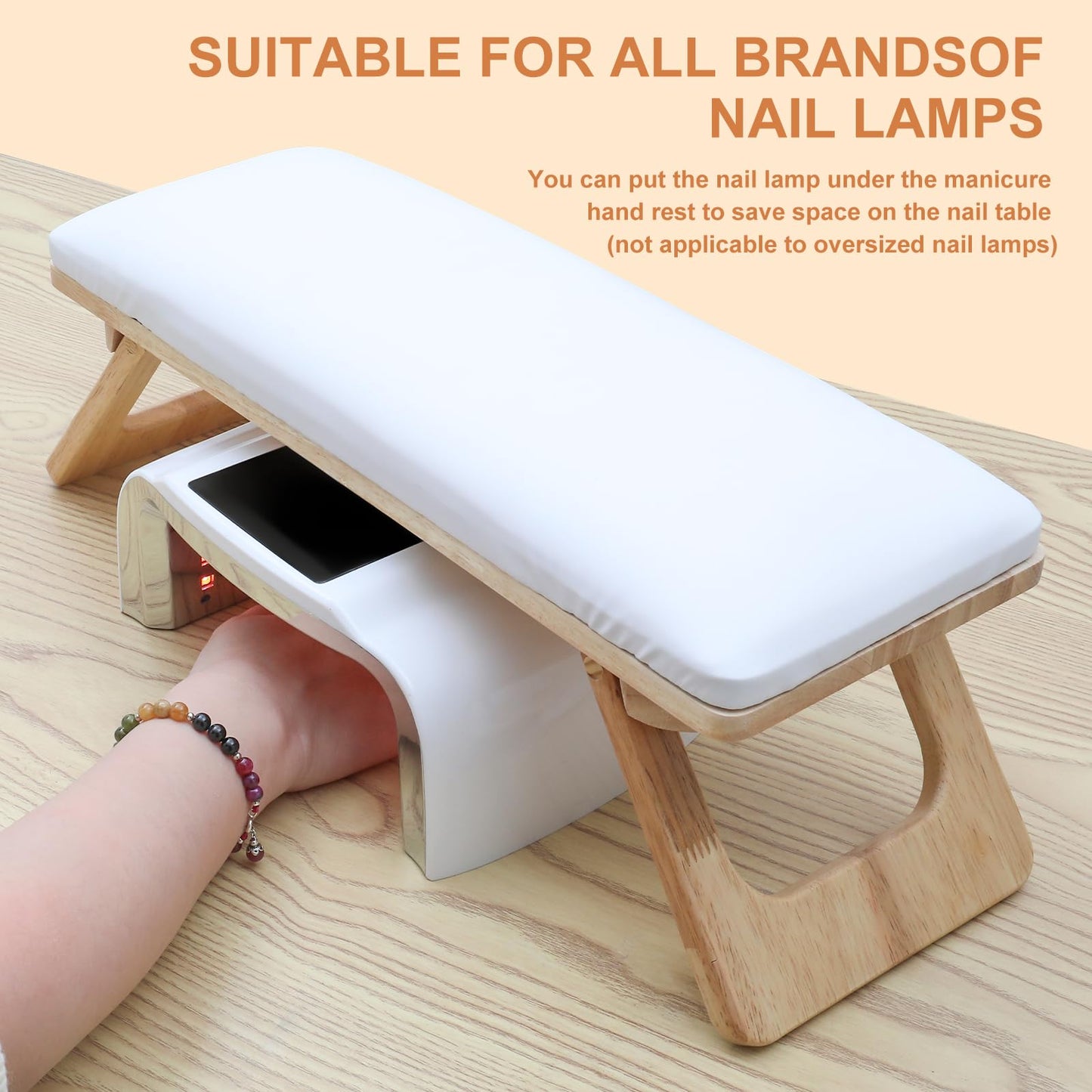 YINGJEE Arm Rest for Nails Tech, Professional Microfiber Leather Nail Arm Rest, Nail Pillow Rest Cushion with Soft High-Density Sponge, Solid Wood Non-slip Hand Rest Stand for Manicure Salon (White)