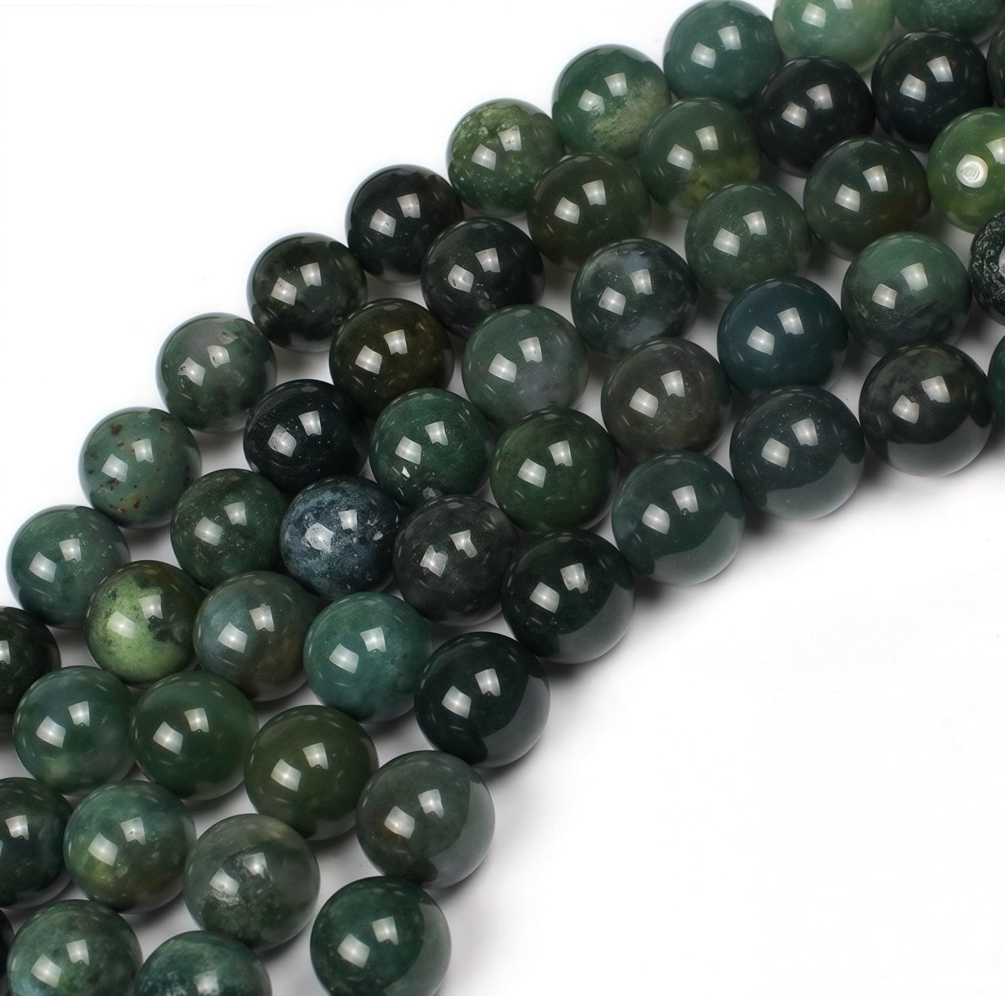 MJDCB Natural Moss Agate Round Crystal Energy Stone Beads Healing Power for Jewelry Making (6mm)