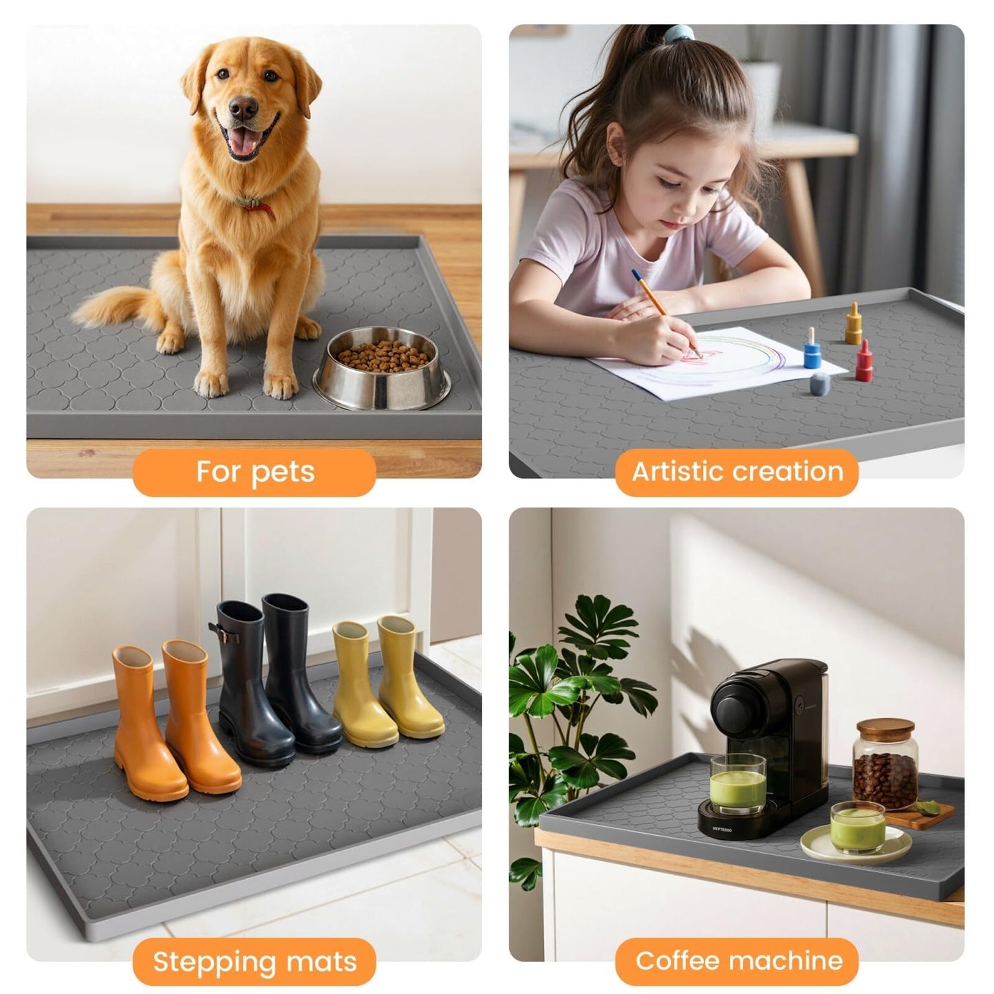 Jin&Bao Waterproof Under Sink Mat 34" x 22", Thick Silicone Mat Cabinet Protector for Kitchen and Bathroom, Shelf Liner, Home Organizer and Storage, Multipurpose Tray for Gadgets and Essentials