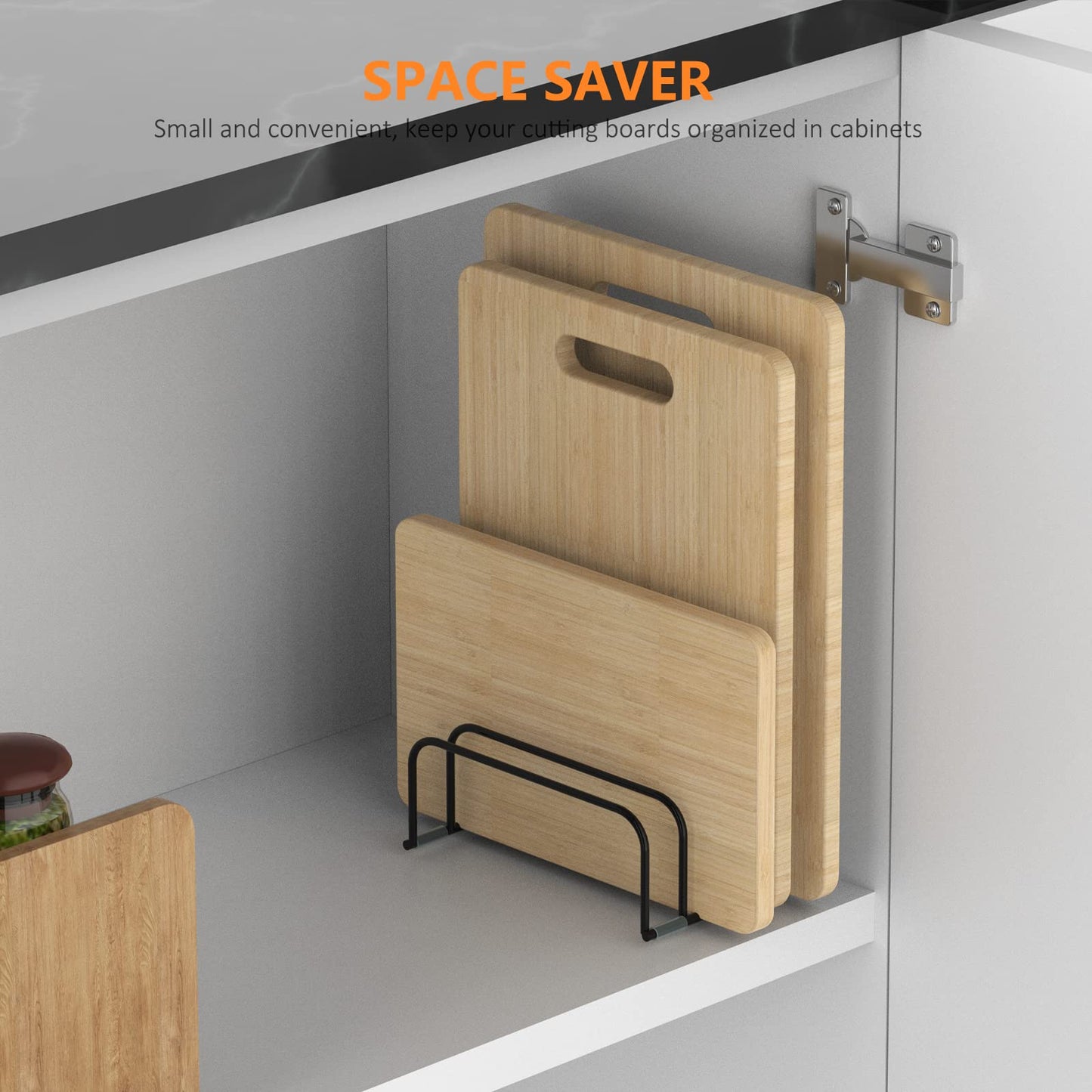 KORRTFID Cutting Board Storage Rack, Compact Cutting Board Organizer, Chopping Board Storage Stand Rack, Bakeware & Cookie Pan Sheets Organizer (1.0 Inch Width Slots)
