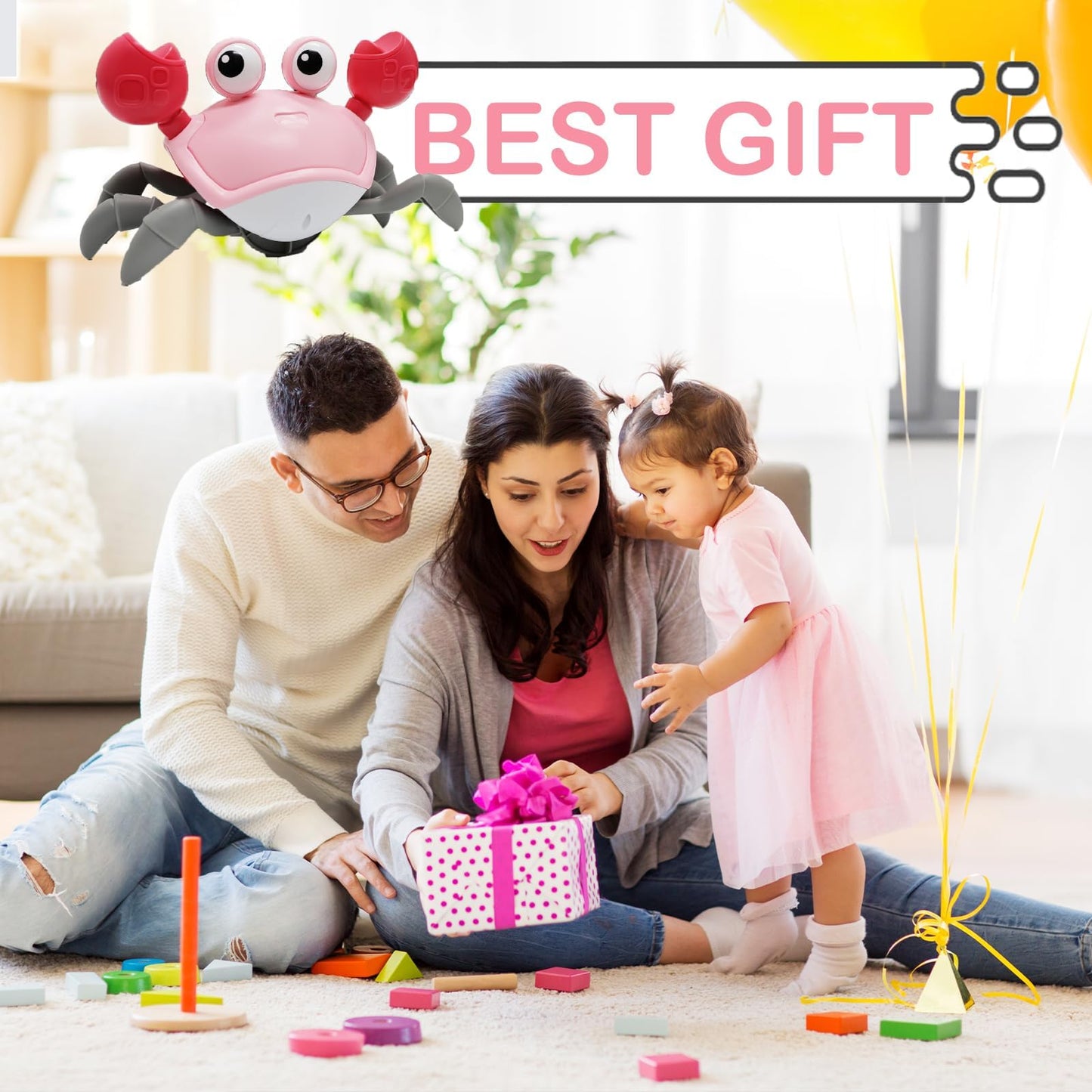 Pbooo Tummy Time Crawling Crab Baby Toy 3-6 Months Learning Walking Dancing Crab Toys for Babies 6-12 9-12 12-18 Months,Infant Toddler Development Toys Age 1-2 1st Birthday Gift