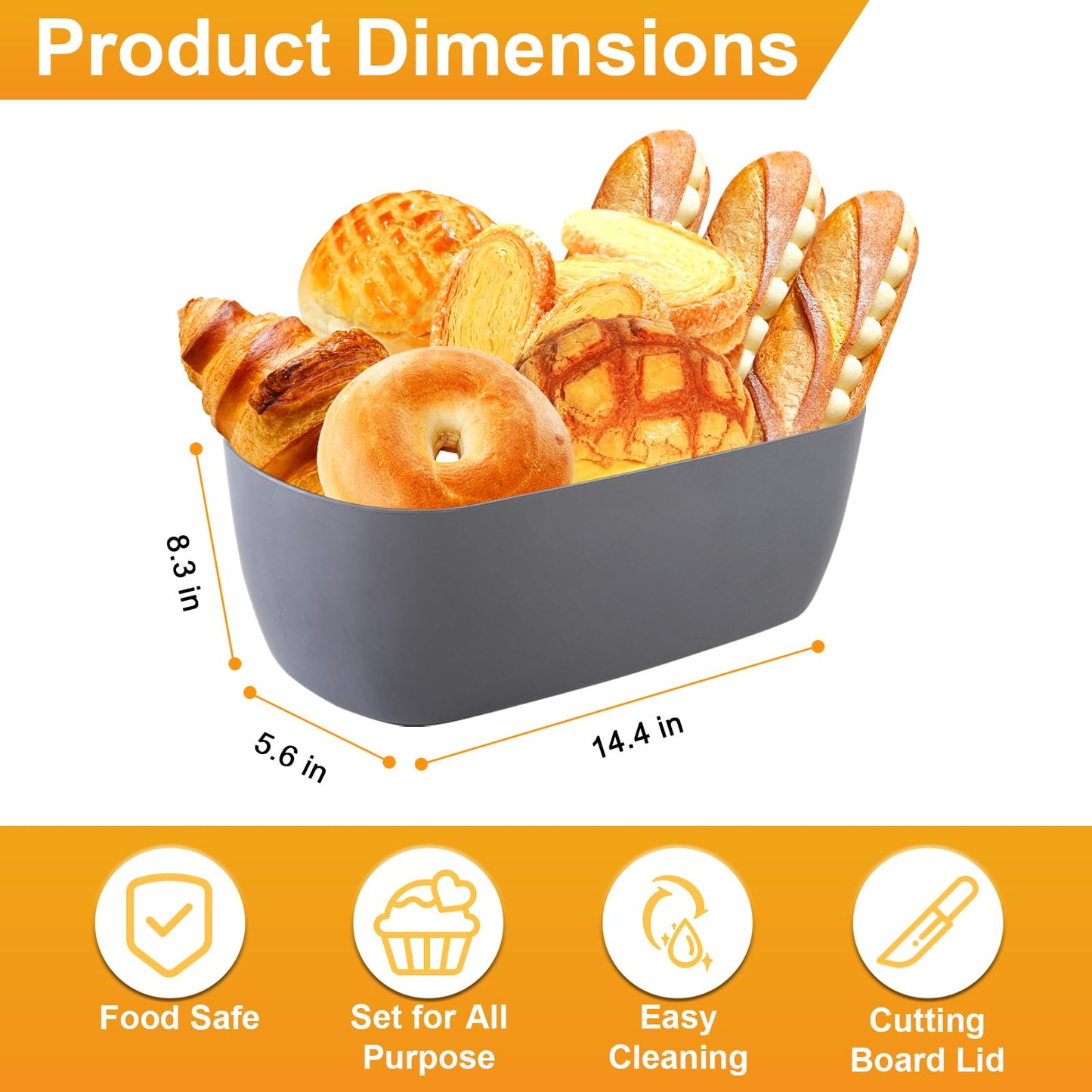 Nomotruc Bread Box For Kitchen Countertop,Bread Box with Cutting Board Lid Made with Bamboo Fiber,Bread Container Holder Keeper Keep Fresh I14.4x8.3x5.6 in……