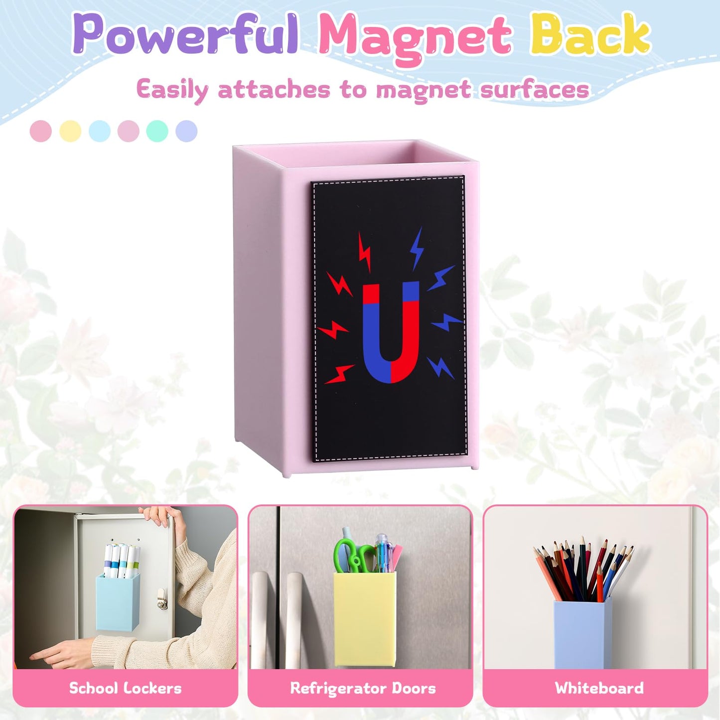 gisgfim 6 Pcs Classroom Magnetic Storage Boxes Magnetic Storage Containers Plastic Dry Erase Marker Holder Plastics Pen Holder for Refrigerator Whiteboard Home Office School Organizer Supply (Pastel)