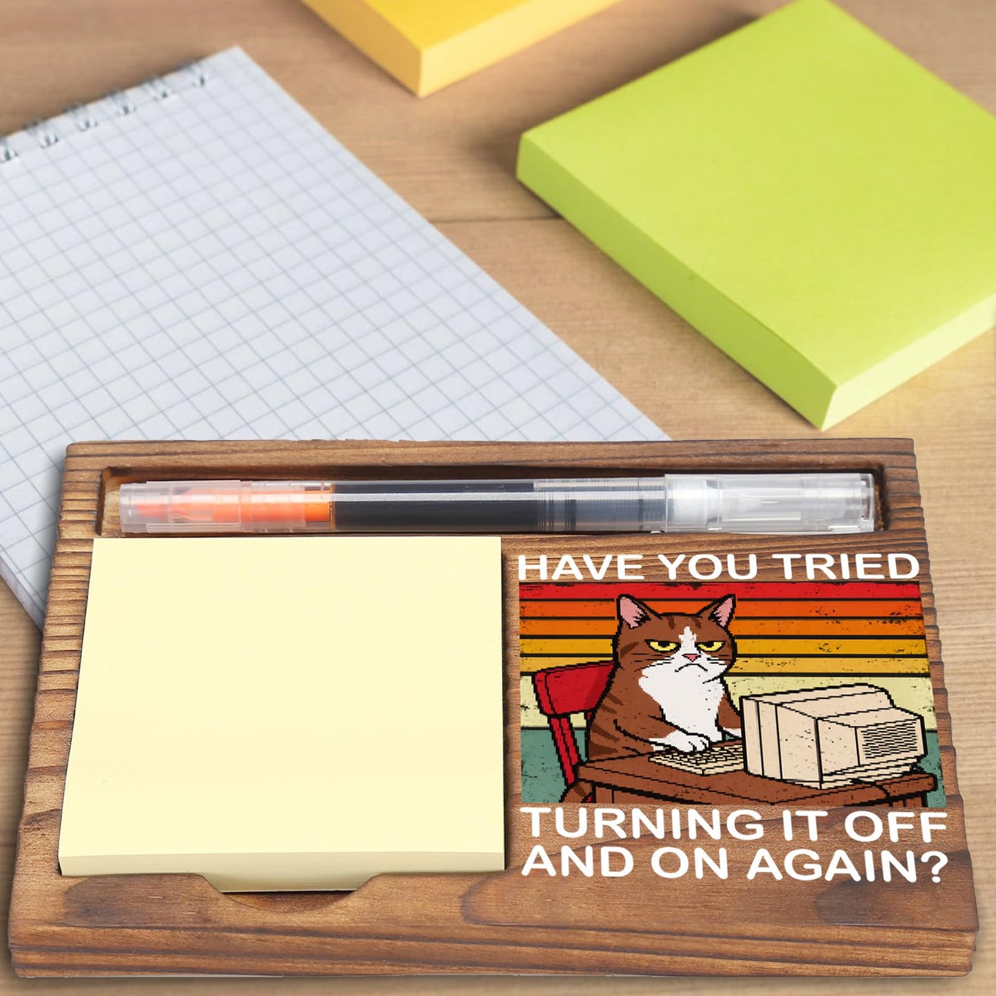 Funny Desk Note Pad Holder for Coworker Appreciation, Thank You Gift for Team Boss, IT Office Desk Reminder EDP266