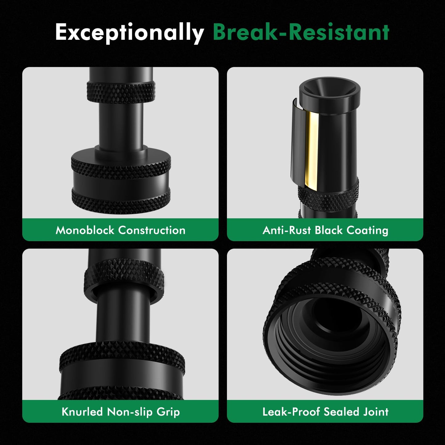 RESTMO Heavy Duty Brass High Pressure Hose Nozzle with Anti-Rust Coating, Adjustable Twist Water Hose Nozzle with 3 Spray Patterns for Garden Watering, Car Washing, Patio & Floor Cleaning