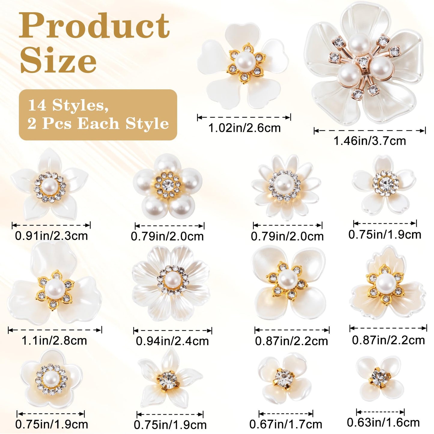 Hzopcw 28pcs Flower Pearl Rhinestone Buttons, Sparkly Rhinestone Sequins Buttons, Faux Pearl Embellishments Accessories for Wedding Party- White