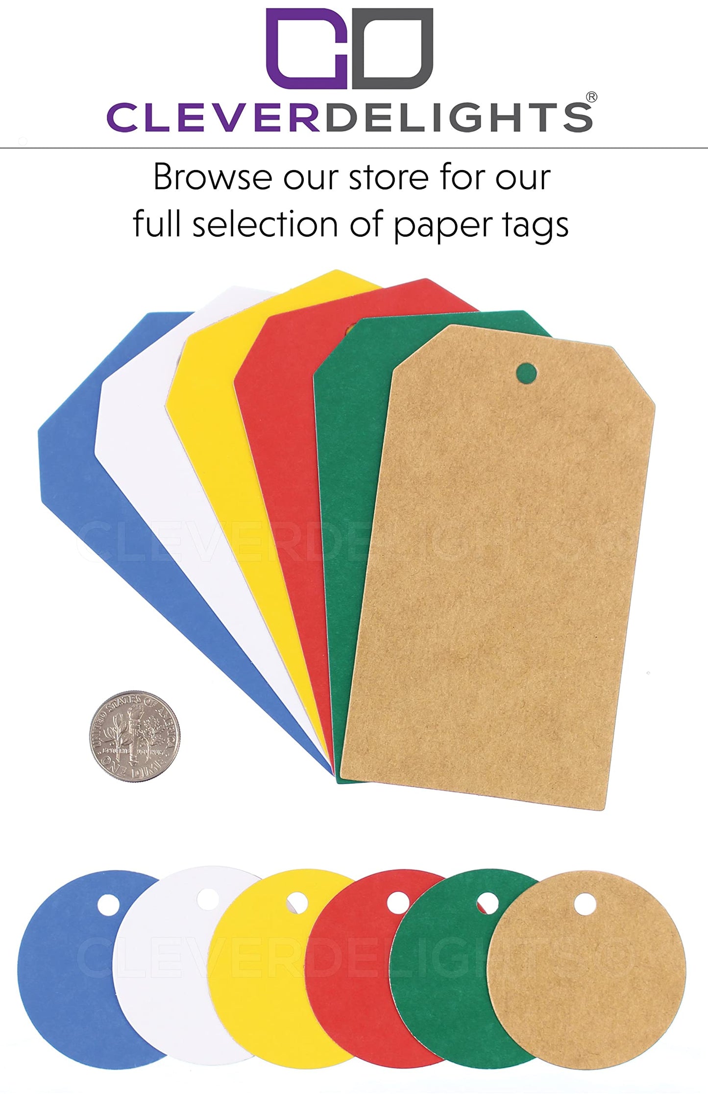 CleverDelights 3" Round Kraft Gift Tags - 100 Pack - Round Circle Paper Hang Tag 3 Inch