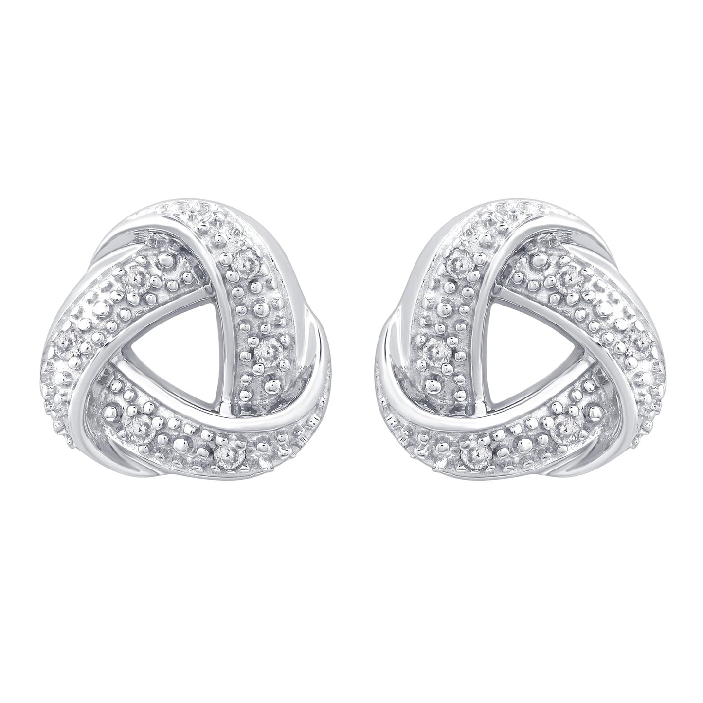 Gilded Sterling Silver 1/10 cttw Diamond Knot Post Earring