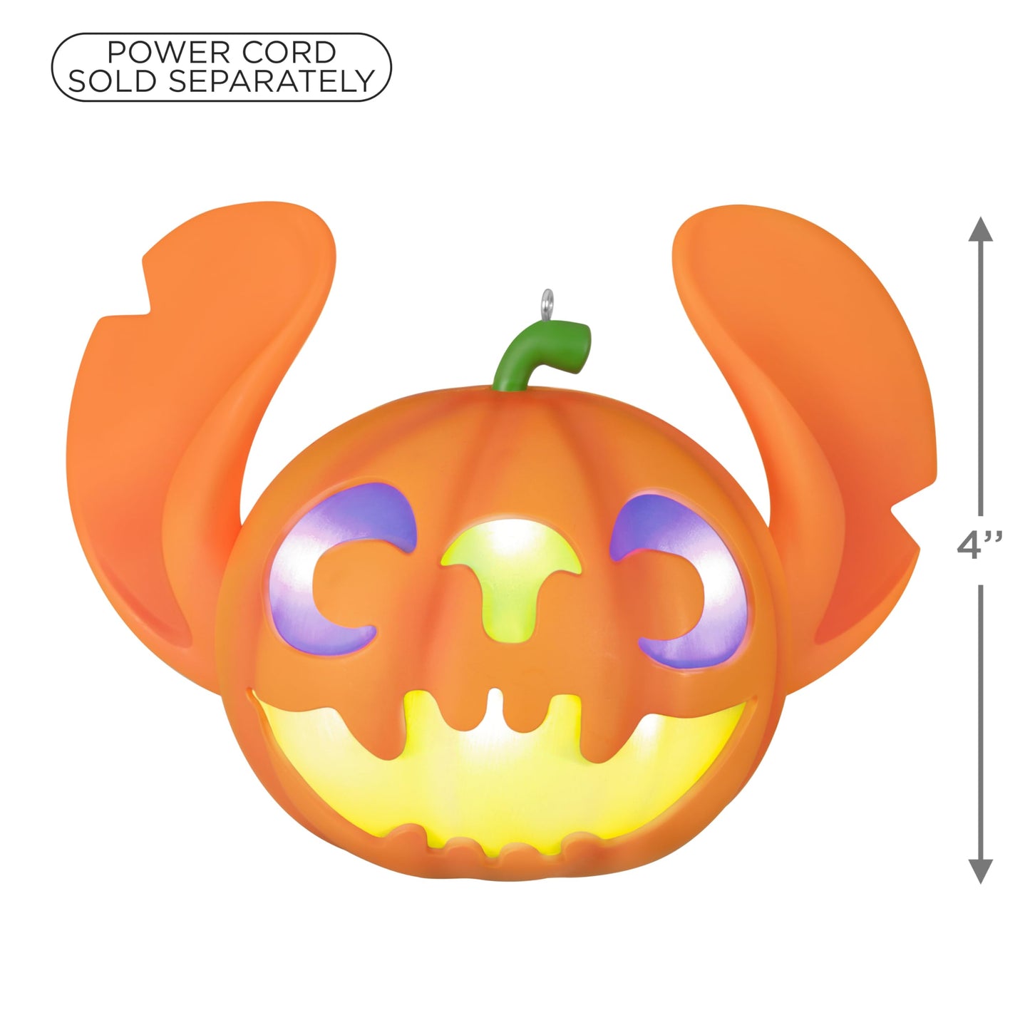 Hallmark Keepsake Halloween Ornament, Disney Lilo & Stitch Spooky Stitch Jack-o'-Lantern with Light, Gifts for Disney Fans