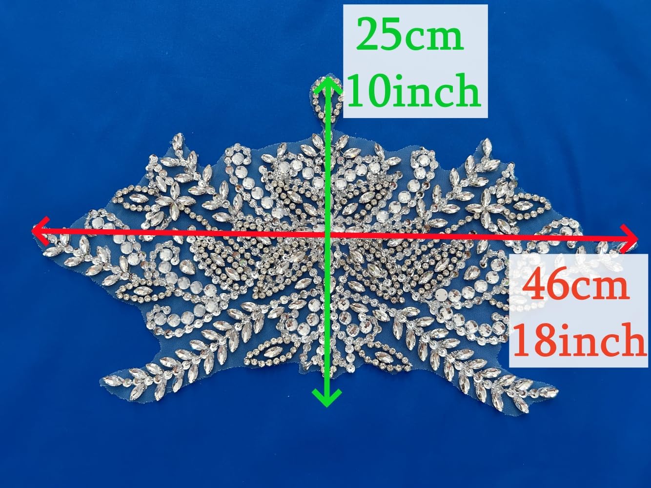 Handmade Beaded Waist Decoration Patches - Removable Rhinestone Appliques for Clothing, Belts, DIY Costume Accessories (Red)