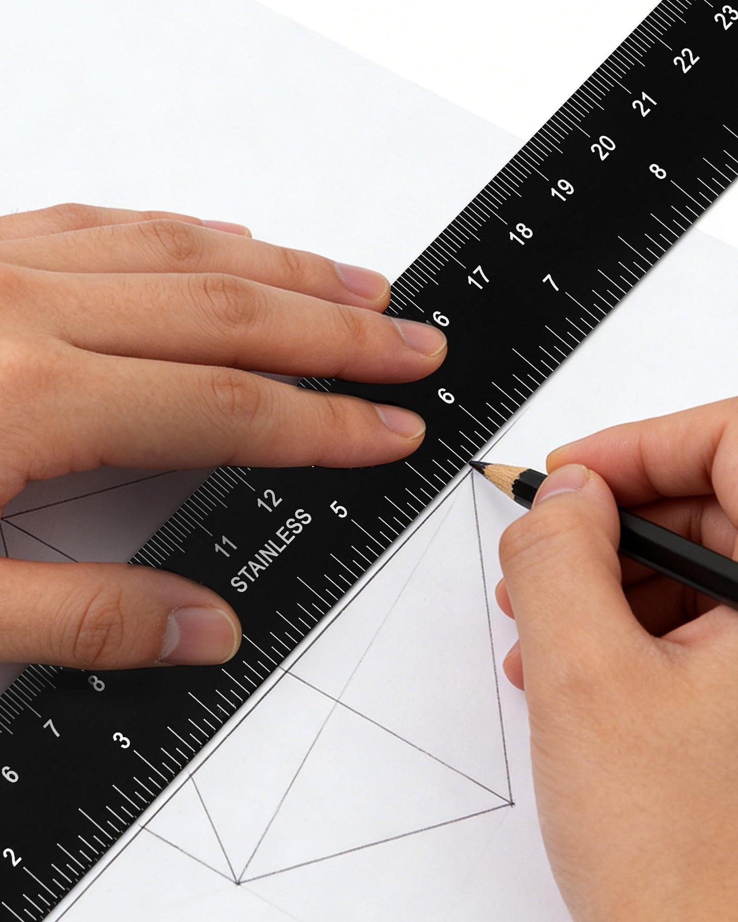 Zotemo Metal Ruler 12 Inch and 6 Inch with Metric Scales Millimeter, Centimiter, and Conversion Table, Easy to Read Straight Edge Starts at 0, Stainless Steel Rule for School and Office, 2 Pack