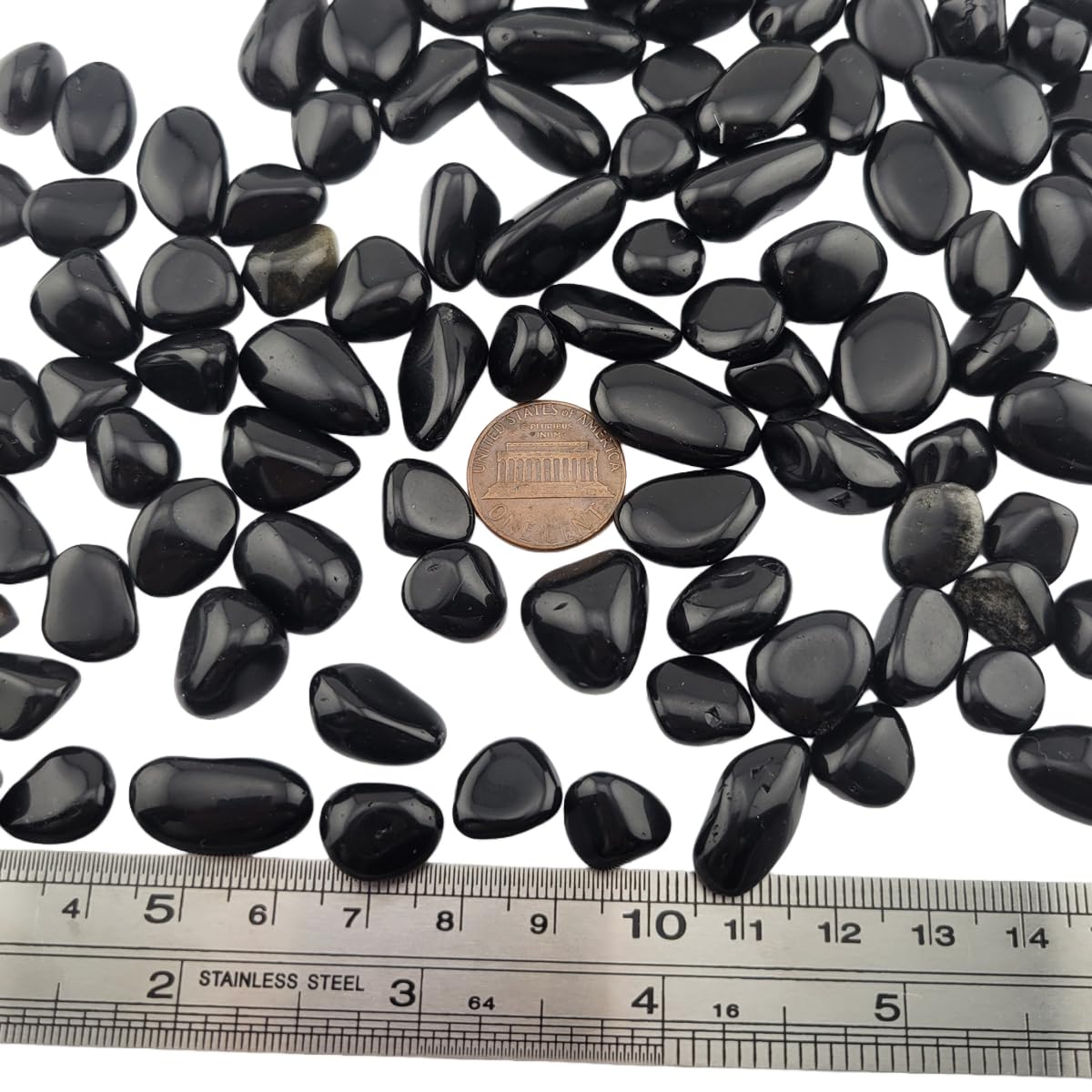 1,000 Carats Black Obsidian Handpicked Tumbled Stones Crystals Chips Bulk Pocket Stones for Healing, Reiki, Meditation, Witchcraft and Home Decorations (Black Obsidian)