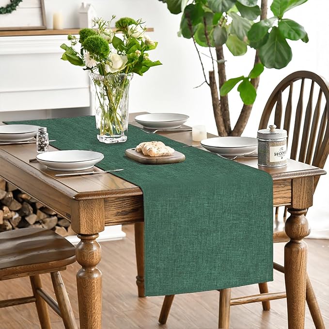 Artoid Mode Forest Green Table Runner, Seasonal Christmas Spring Washable Kitchen Dining Table Decoration for Home Party Decor 13x48 Inch