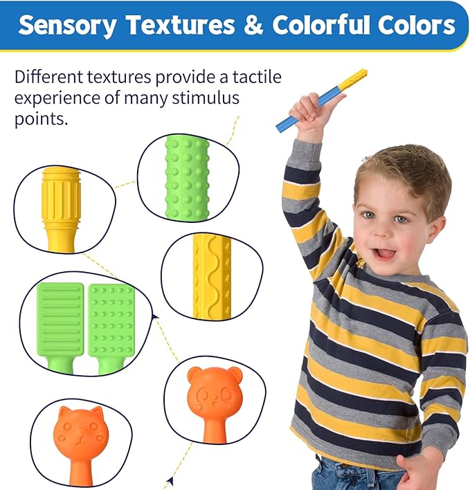 Oral Sensory Stimulation Kit with 6 Soft Textured Heads for Speech Therapy & Feeding Support, Muscle Strength & Phonation Improvement - Double