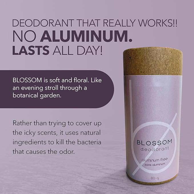 BOTTLE NONE | Blossom Baking Soda Free Deodorant | Aluminum Free Deodorant with Zinc, Magnesium Powder and Therapeutic Grade Essential Oil | Floral Scent | Lasts 6+ Months