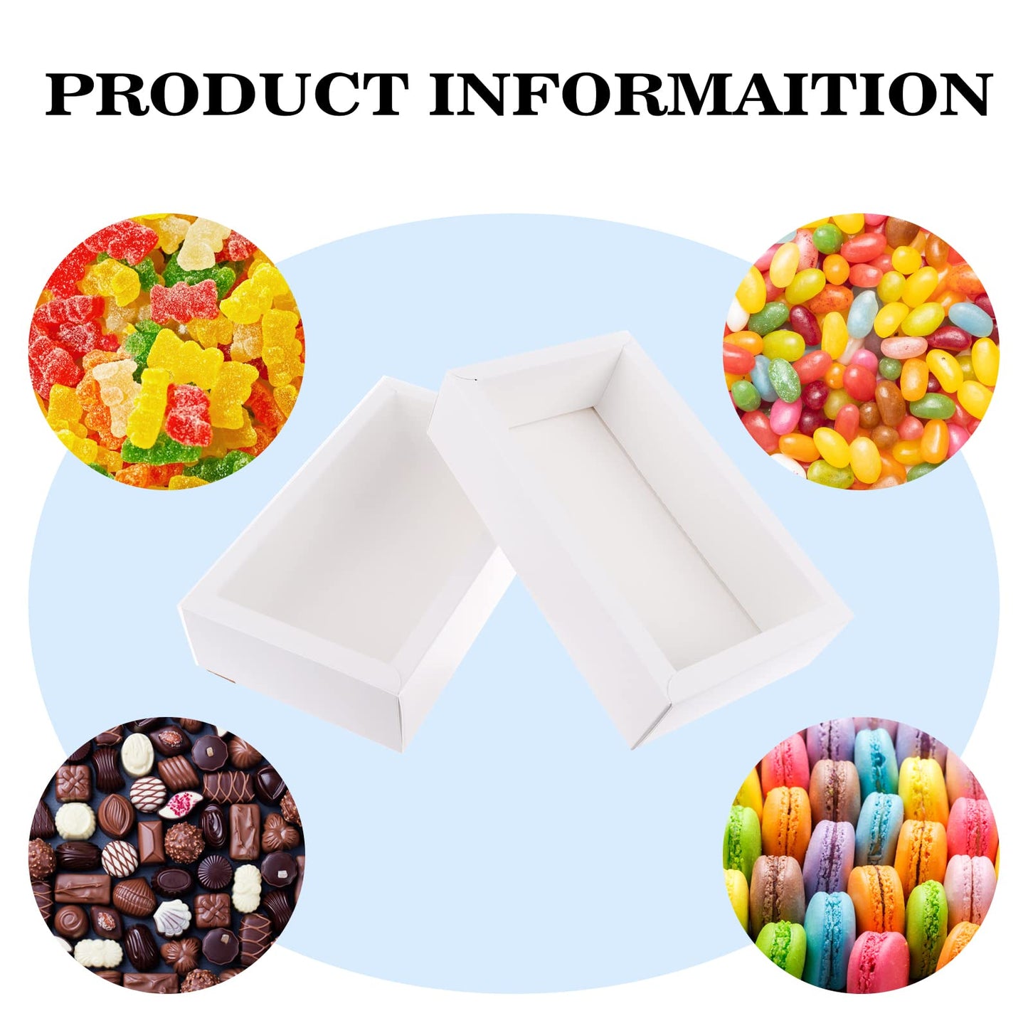 26 PCS Rectangle Drawer Kraft Boxes Small Cardboard Present Packaging Boxes for Party Favor Treats, Candy and Jewelry Crafts, 6.5 x 3.7 x 1.6 inch (Clear,White)