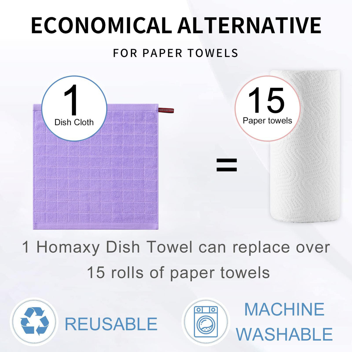 100% Cotton Terry Kitchen Dish Cloths (6 Count)