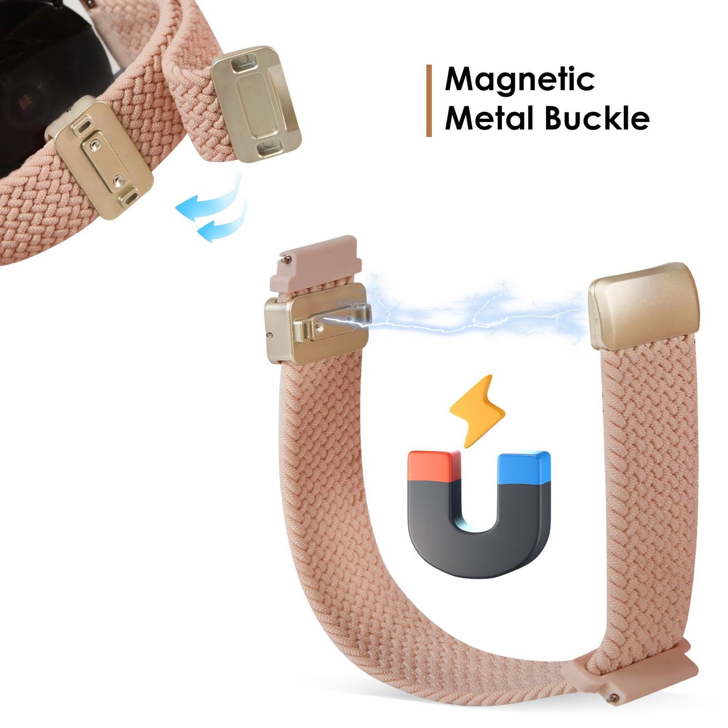 SIMYYO Nylon Magnetic Bands Quick Release Braided Nylon Watch Bands Stretchy Sport Replacement Strap for Men and Women 18mm 19mm 20mm 22mm