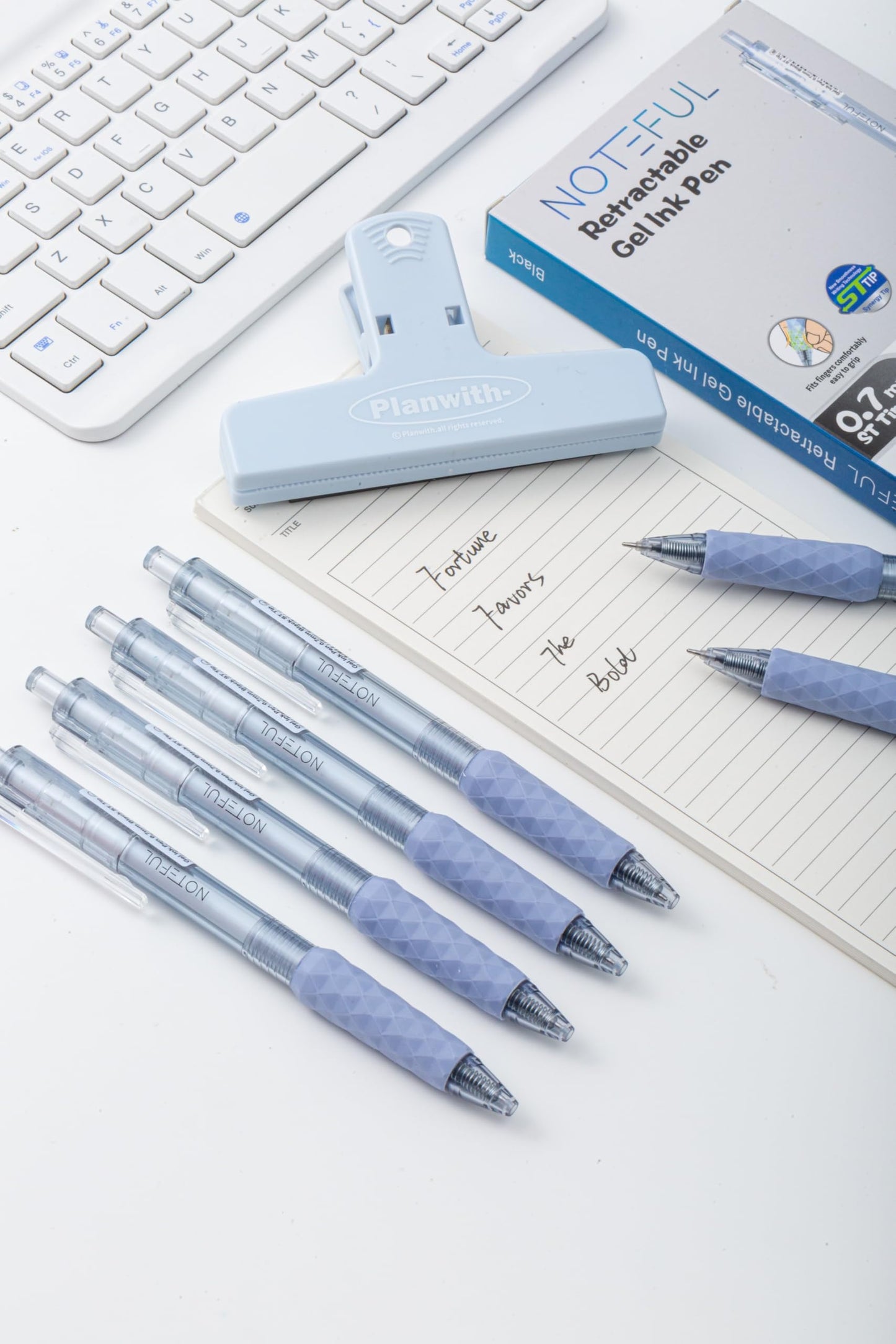 NOTEFUL Black Gel Ink Pens 8 Pack, 0.7mm ST Tip Retractable Pens with Comfortable Grip, Smooth Writing Pens for Office Work, School Supplies, Note Taking and Daily Writing