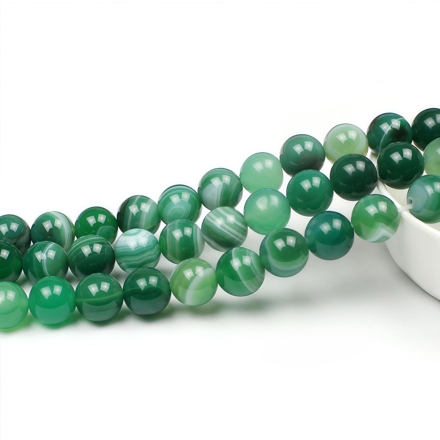 MJDCB Natural Stone Beads Green Striped Agate Round Loose Beads for Jewelry Making DIY Bracelet Necklace (6mm)