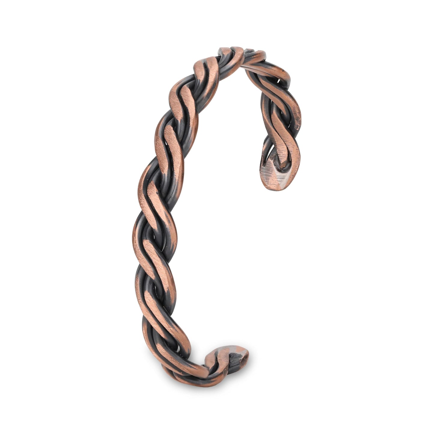 Handmade Elegant Copper Bracelet for Women and Men-Pure Copper Bracelet for Pain Relief and Stress Relief-Adjustable, Thickest, Twisted Copper Wire Bracelet to Fit many Size Wrist(folded) (helix)