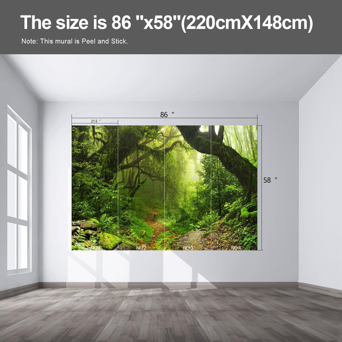 Forest Landscape Wall murals Woodland Tree Peel and Stick Wallpaper for Bedroom Living Room - 58"x86"