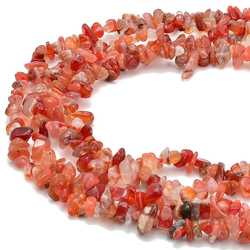 PLTbeads Gemstone Chips Natural Red Agate 3-5mm Healing Crystals Waist Bracelets Necklace Kit Irregular Stone DIY Crafts Design Jewelry Making Approxi 32 inch