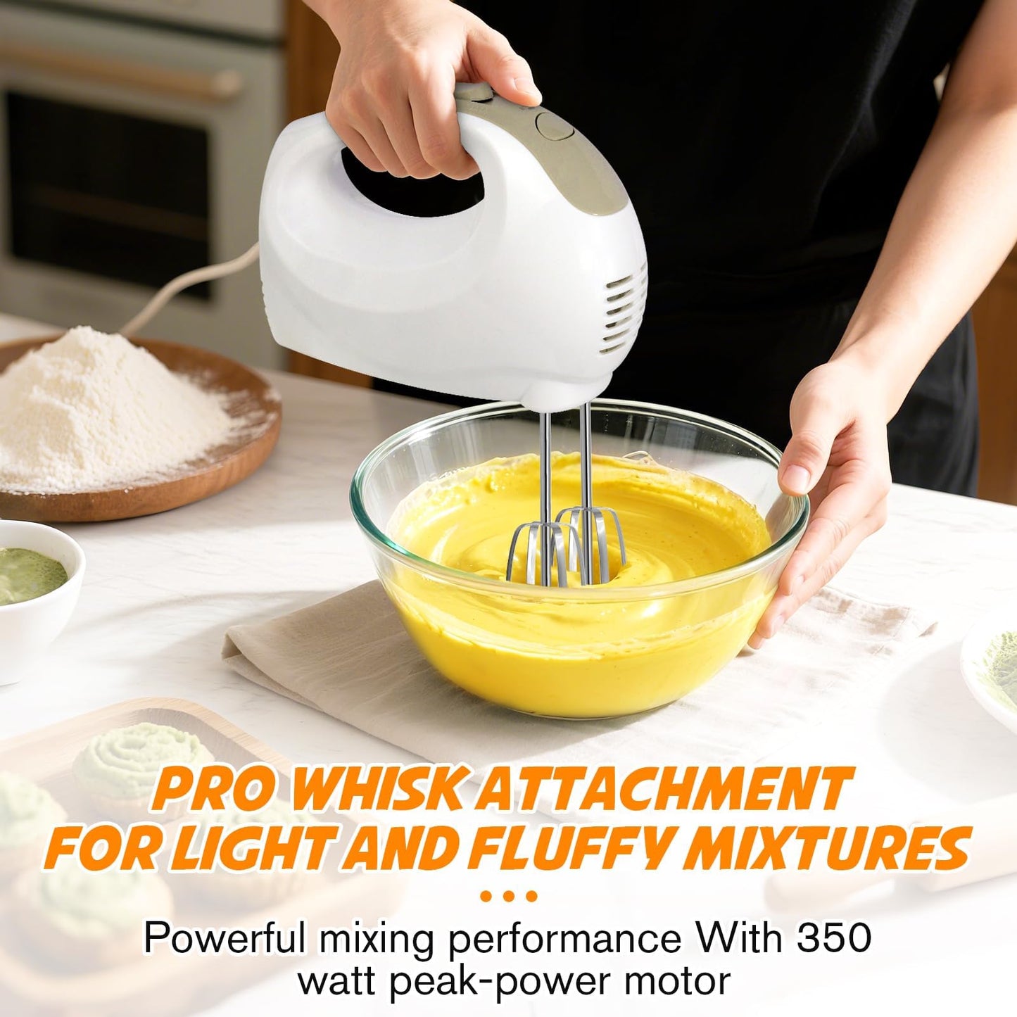 Showvigor Electric Hand Mixer, 5-Speed Handheld Mixer with Stainless Steel Whisk & Beaters, Lightweight Portable Kitchen Mixer for Baking, Mixing, and Cooking