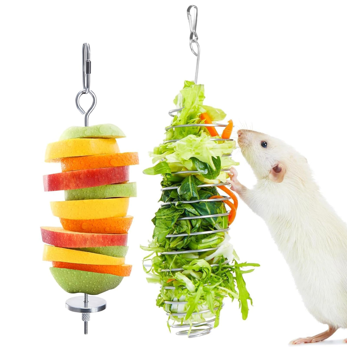 Jevnd 2Pcs Rat Enrichment Toys, 304 Stainless Steel Holder for Fruit Veggie