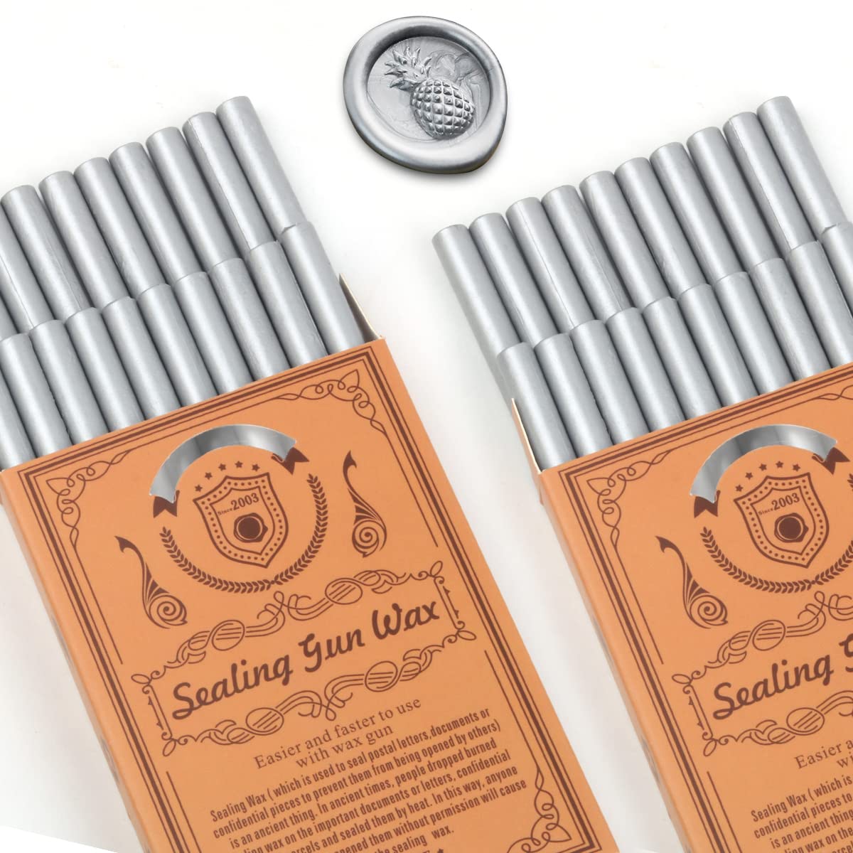Wax Seal Sticks, Wasole 40pcs Silver Glue Gun Sticks Beads for Wax Seal Stamp, Great for Sealing Letter, Wedding Invitations, Envelopes (Silver)