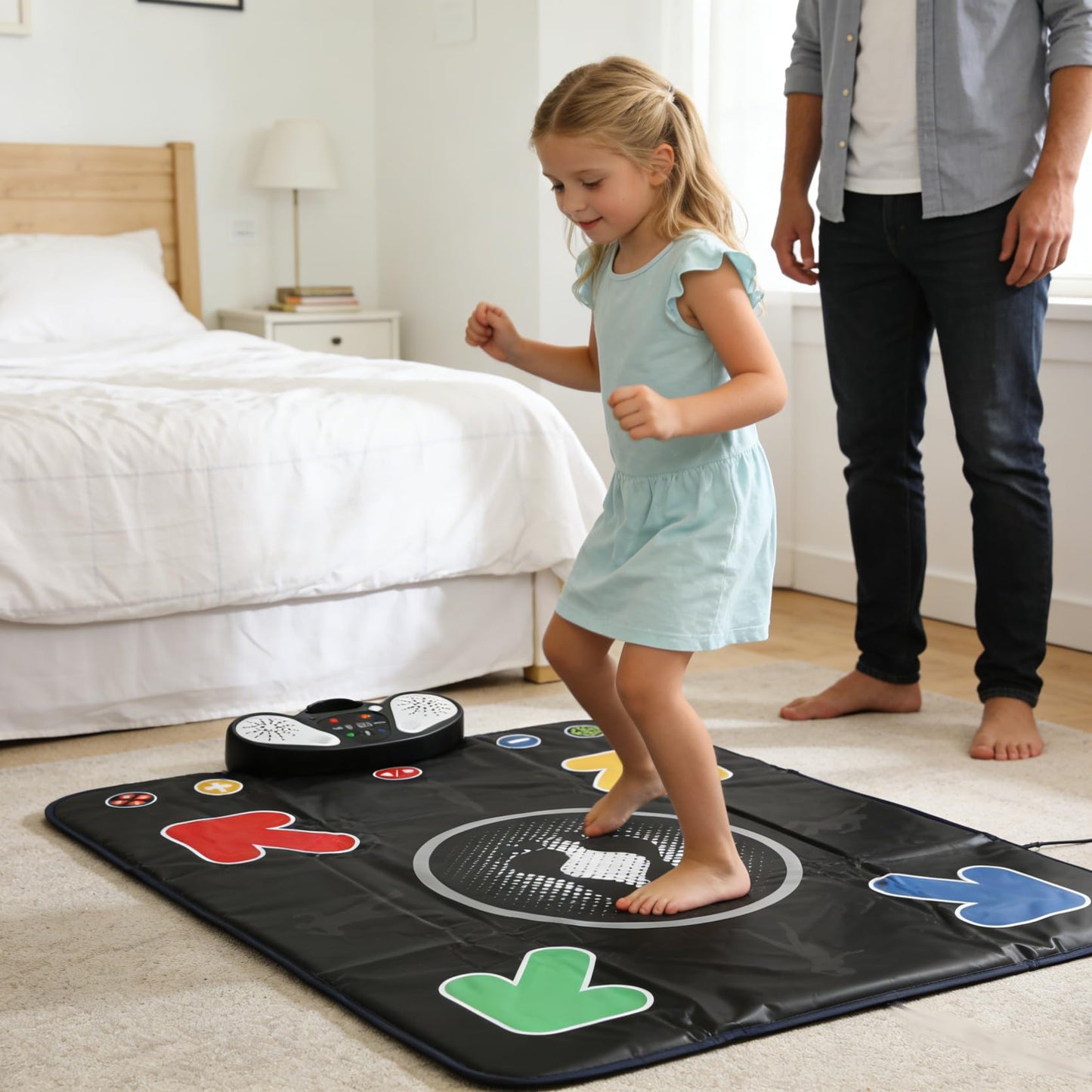 PLAMILOY Dance Mat for Kids - Light-up Electronic Rhythm Step Play Mat, Music Game Pad Toy for Girls Boys 3-12, Challenge Playmat Gift Built-in Songs, MP3 External Play, 5 Levels, Adjustable Volume